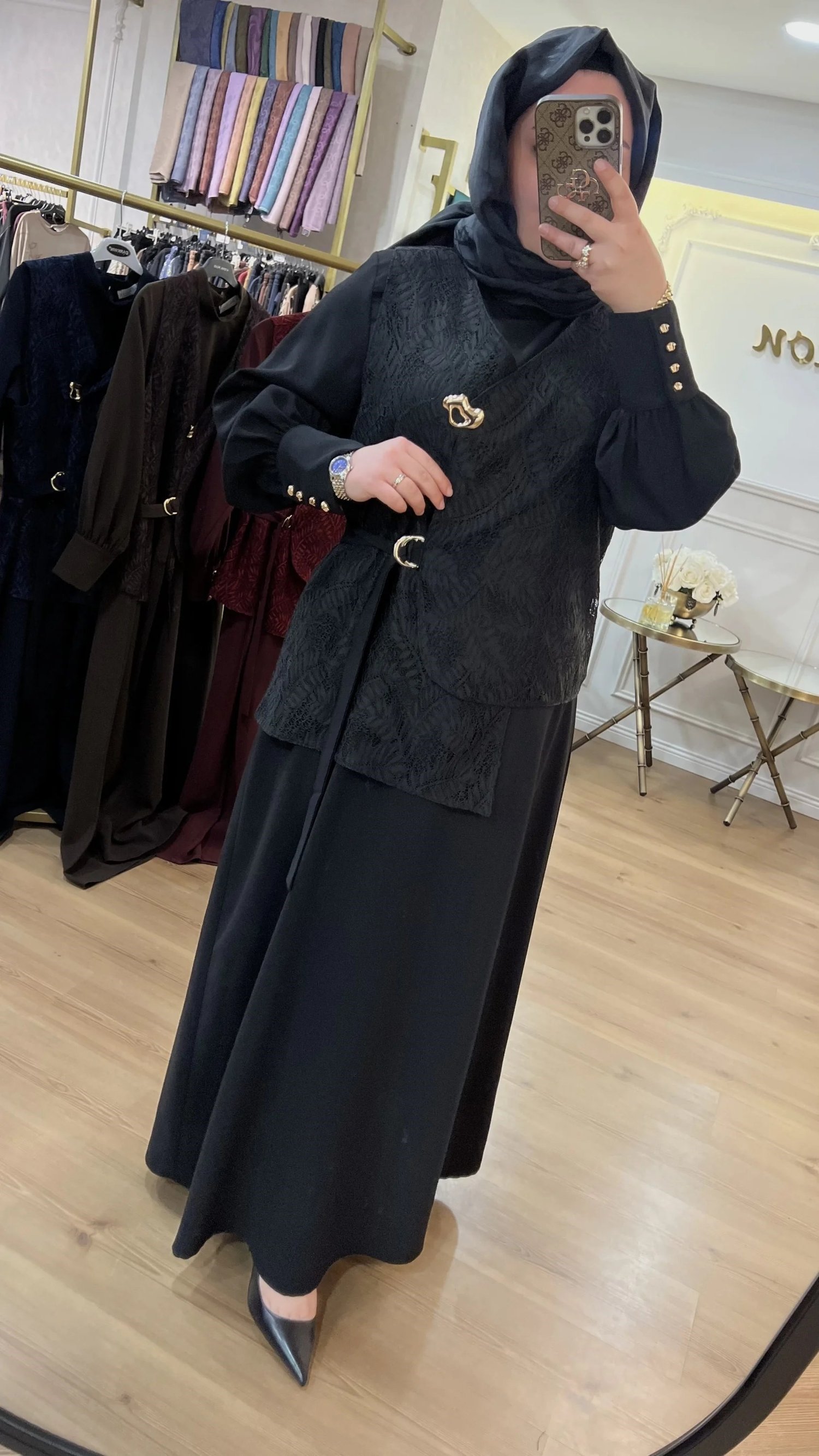 MEVA BY PUREVA Dantel Yelekli Krep Elbise