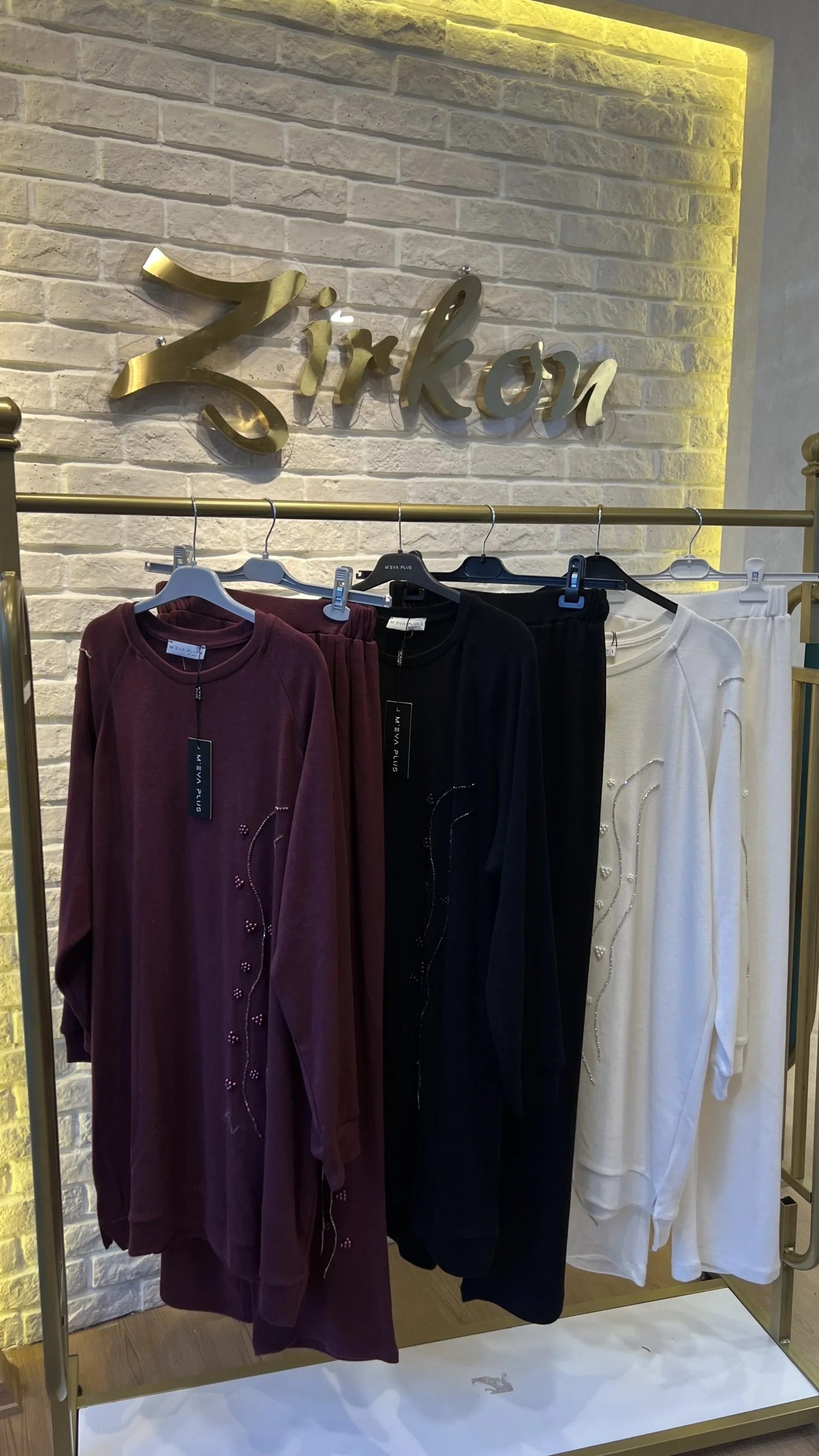 MEVA PLUS BY PUREVA İncili Taşlı Yün Triko Takım