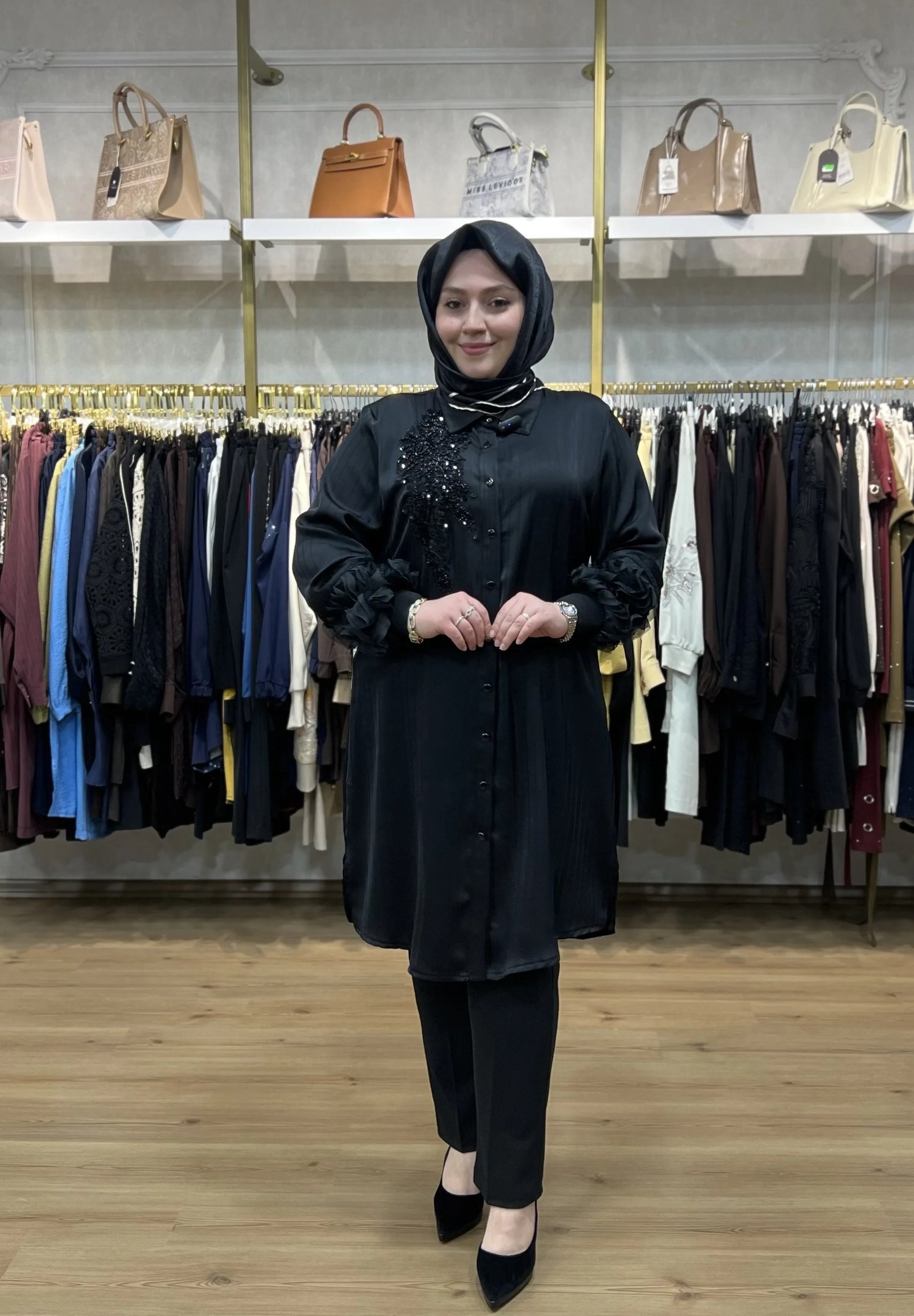 MEVA PLUS BY PUREVA İşlemeli Pamuk Saten Gömlek