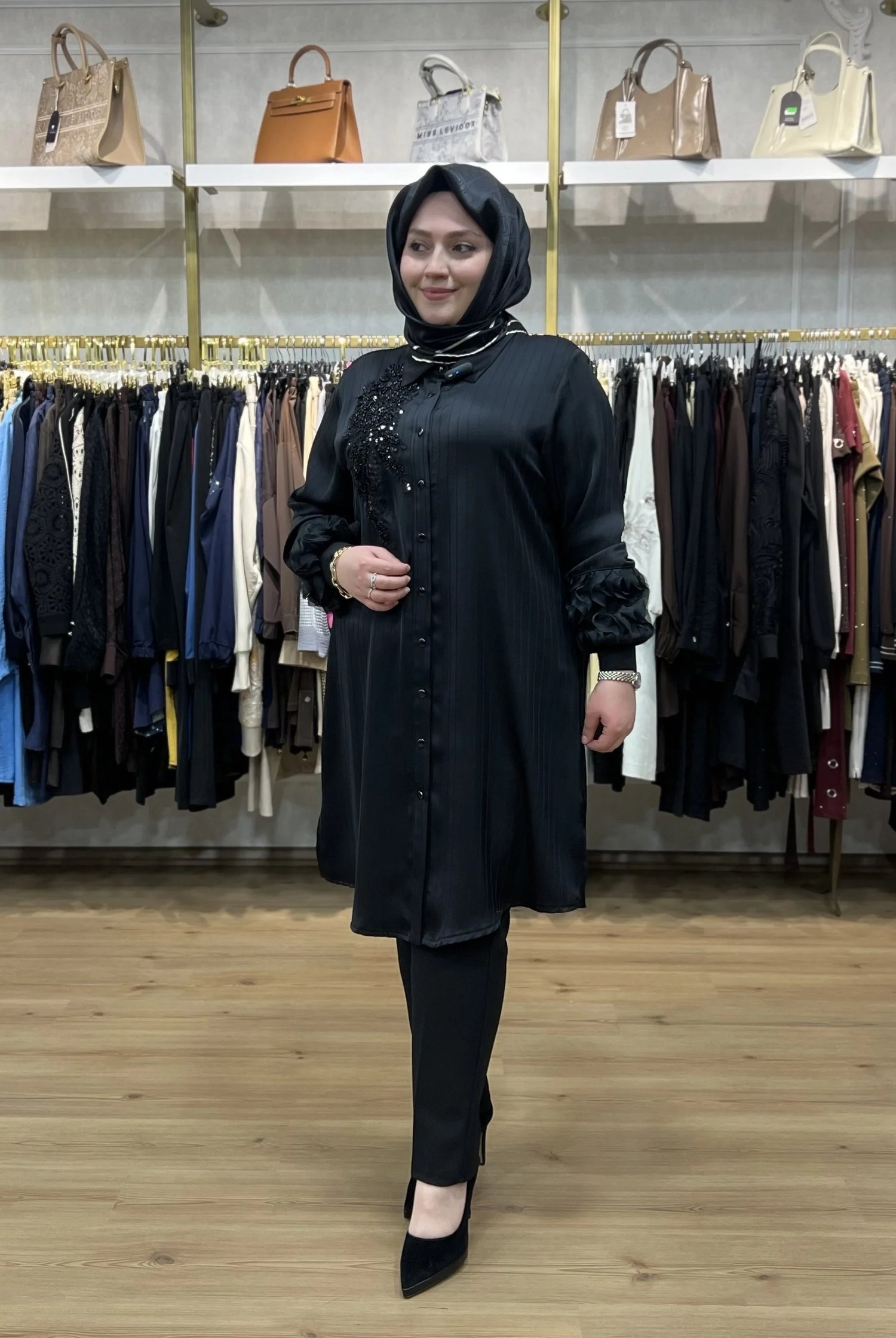 MEVA PLUS BY PUREVA İşlemeli Pamuk Saten Gömlek