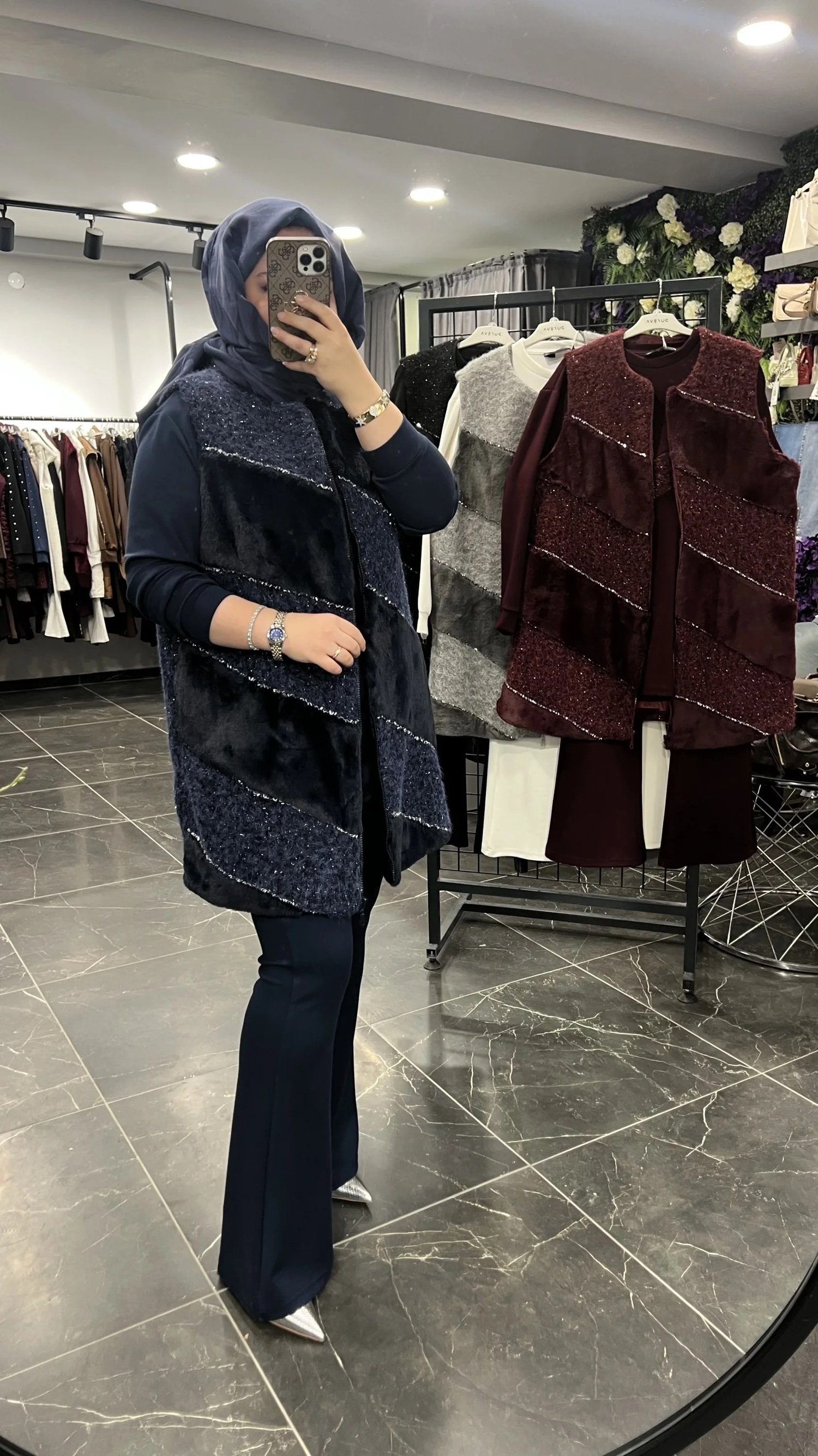 PUREVA Çarpraz Taşlı Yelekli Üçlü Takım