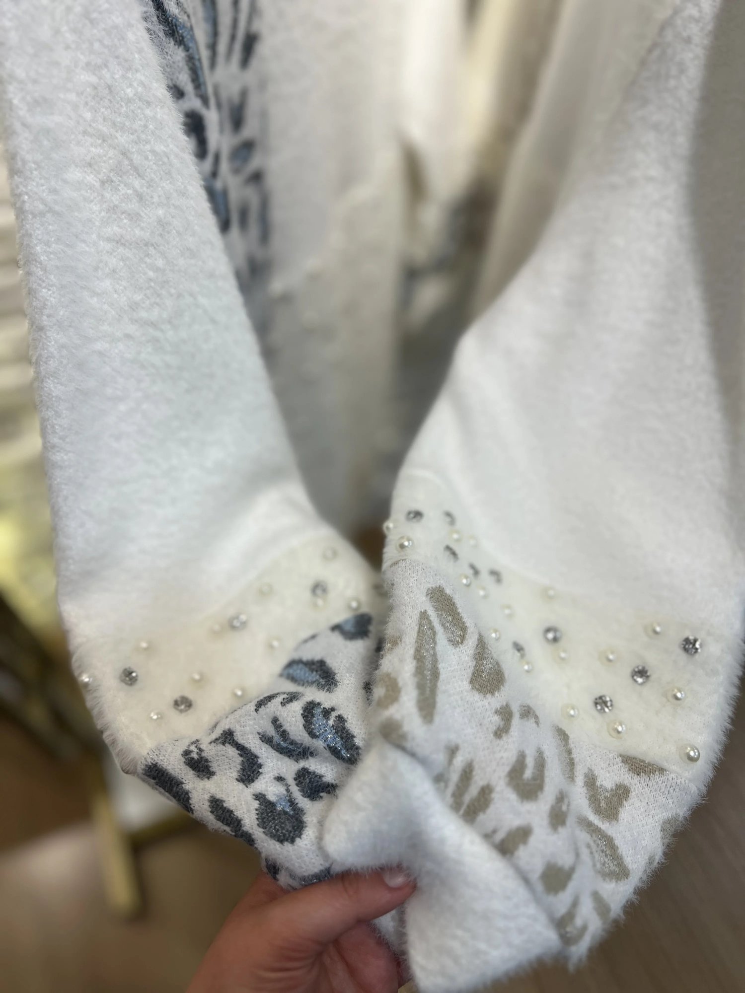 SOLİS İncili Taşlı Leopar Angora Tunik
