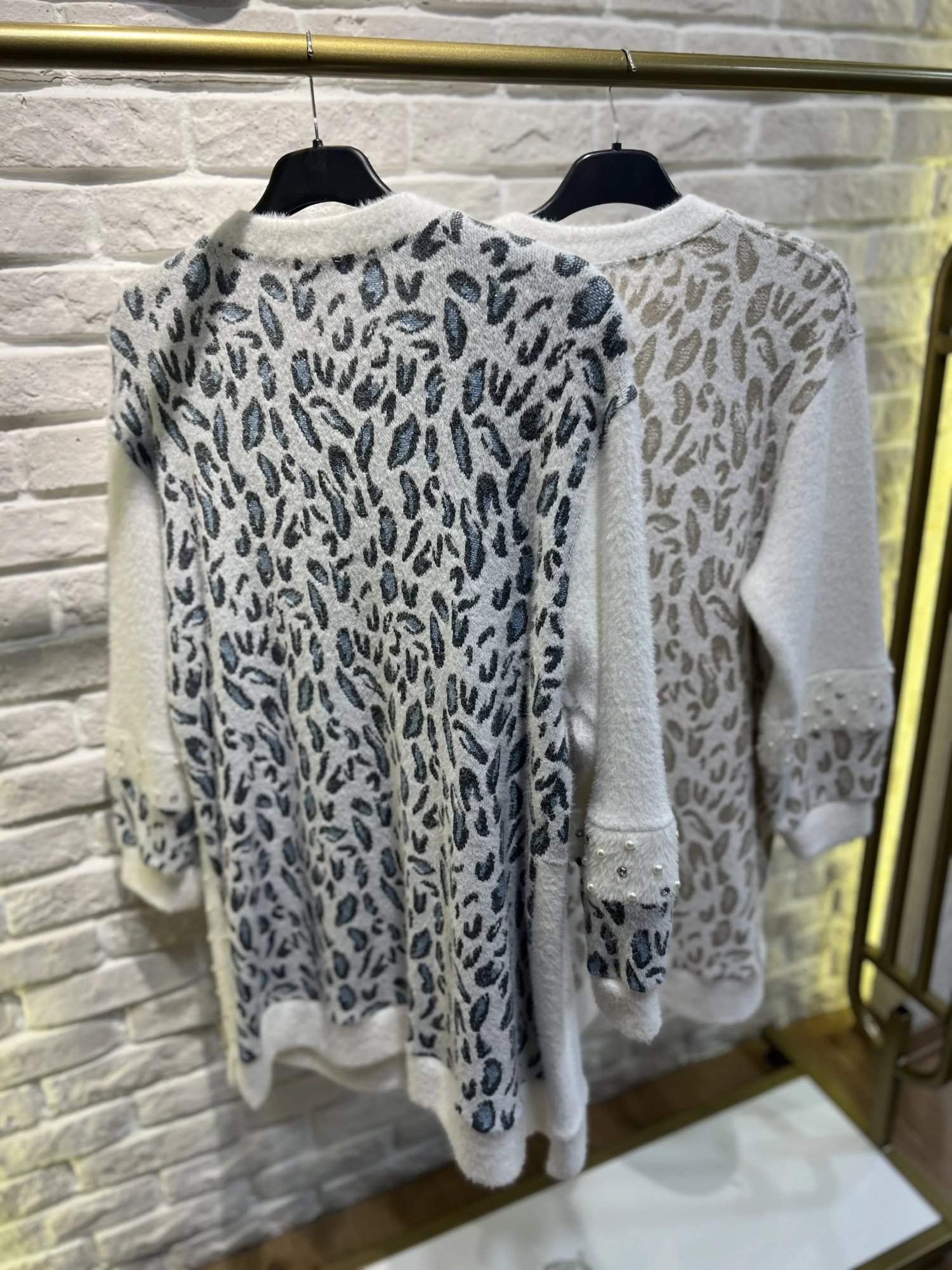 SOLİS İncili Taşlı Leopar Angora Tunik