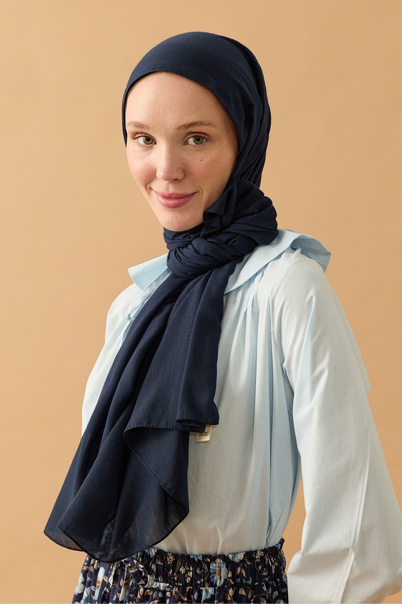 Lacivert Pamuk Şal