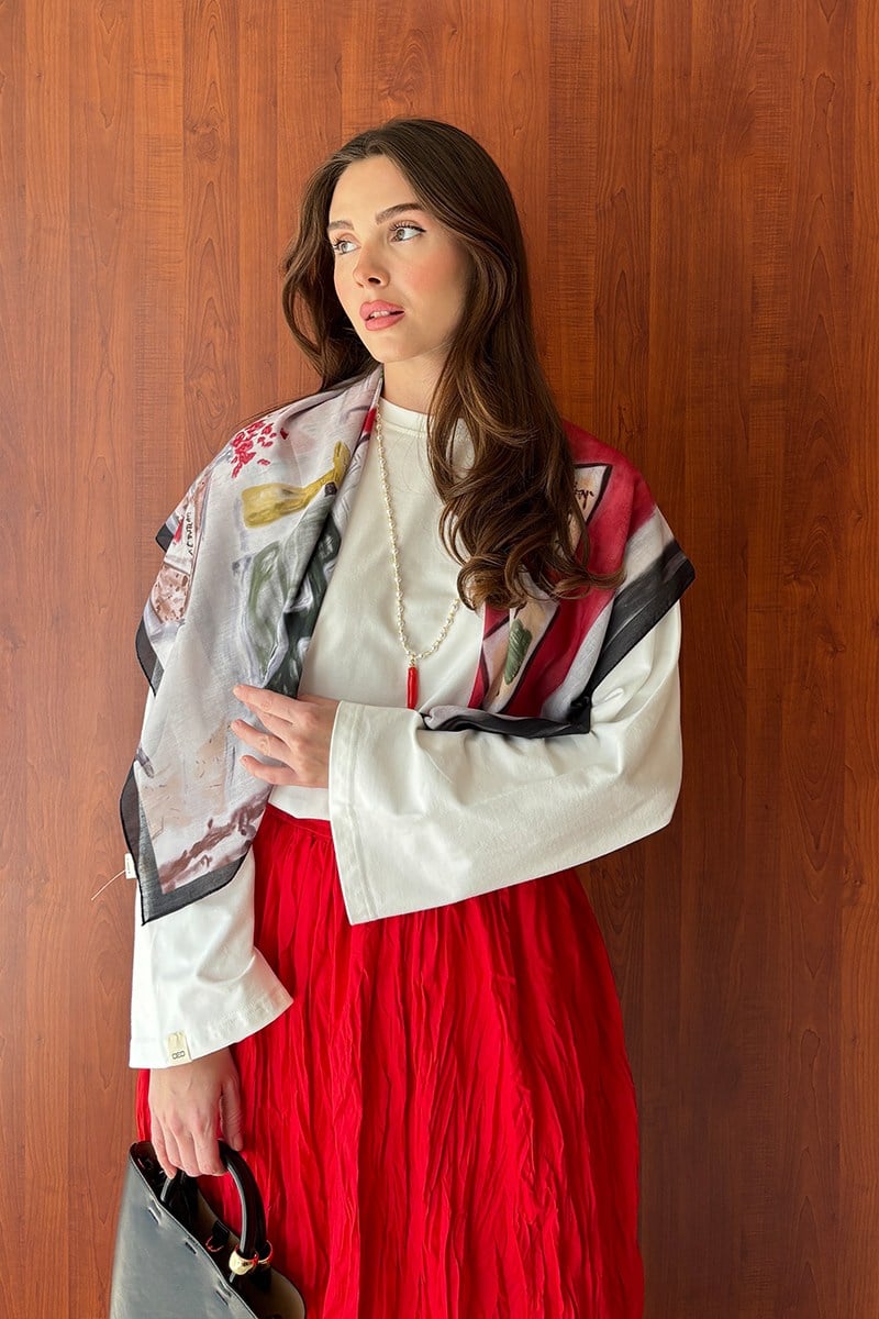 Saray Gülü Omuz Şalı