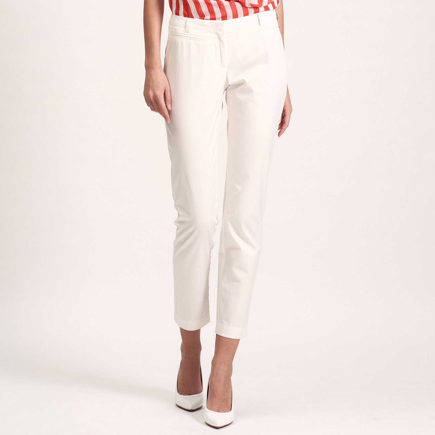 Beyaz Slim Fit Kadın Pantolon