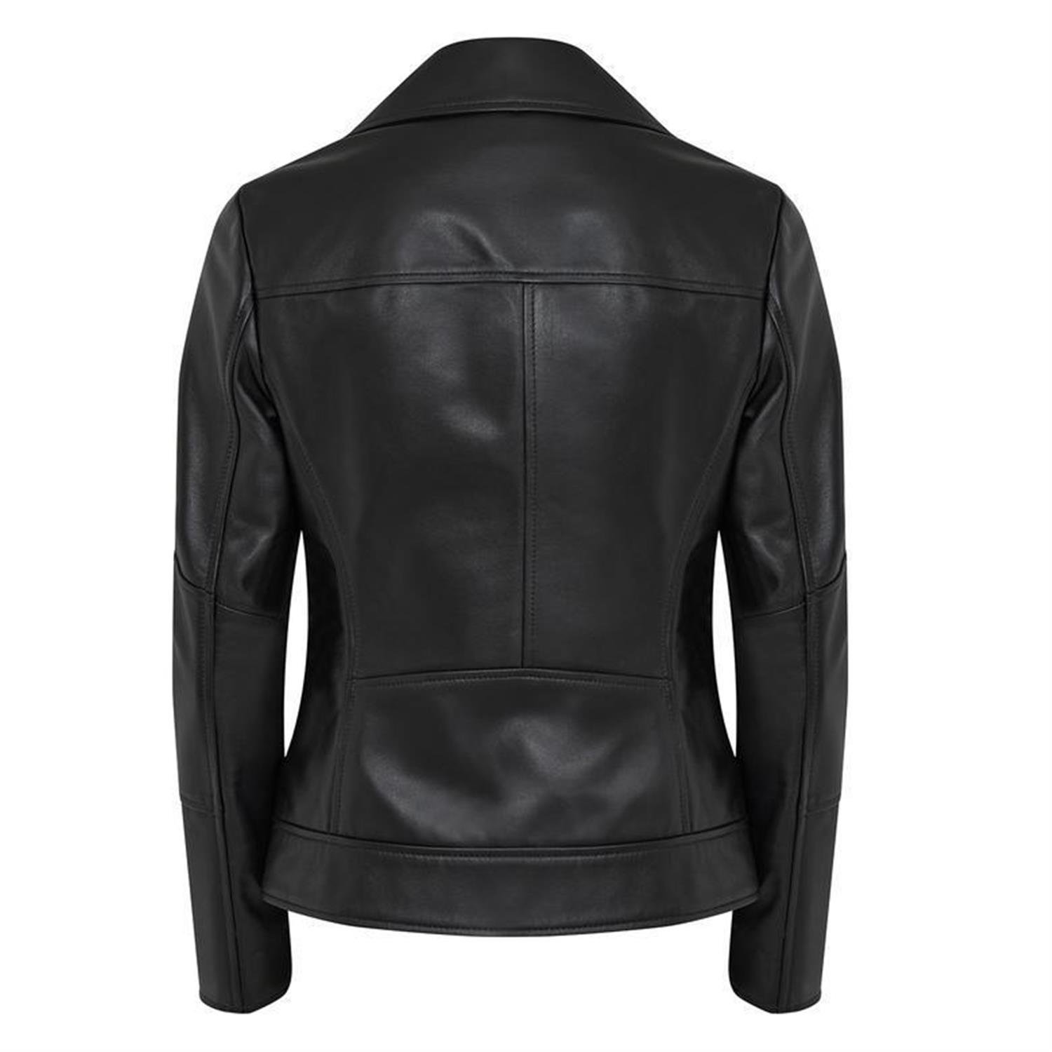 Beatrix Siyah Kadın Deri Biker Ceket