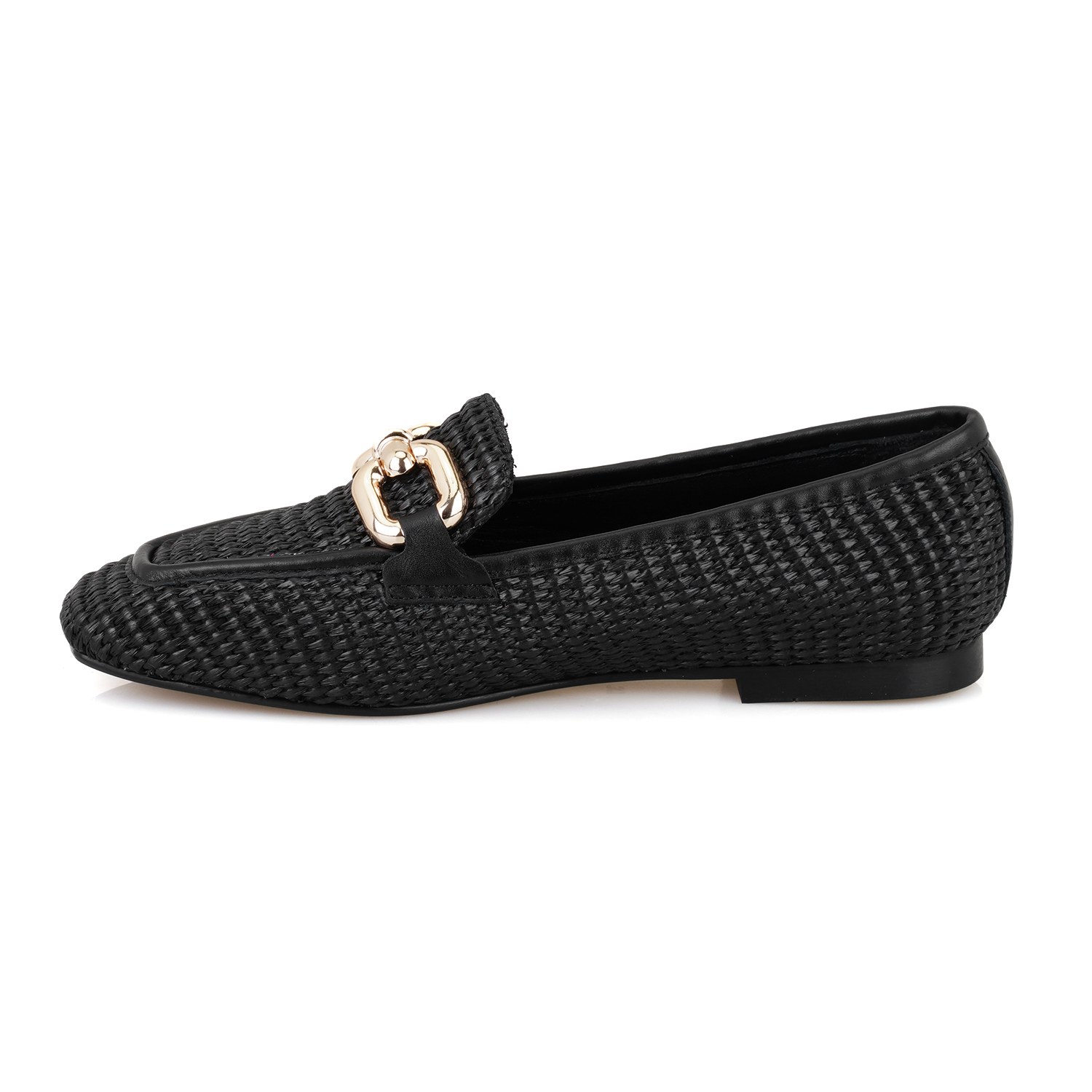 Kadın Siyah Hasır Loafer
