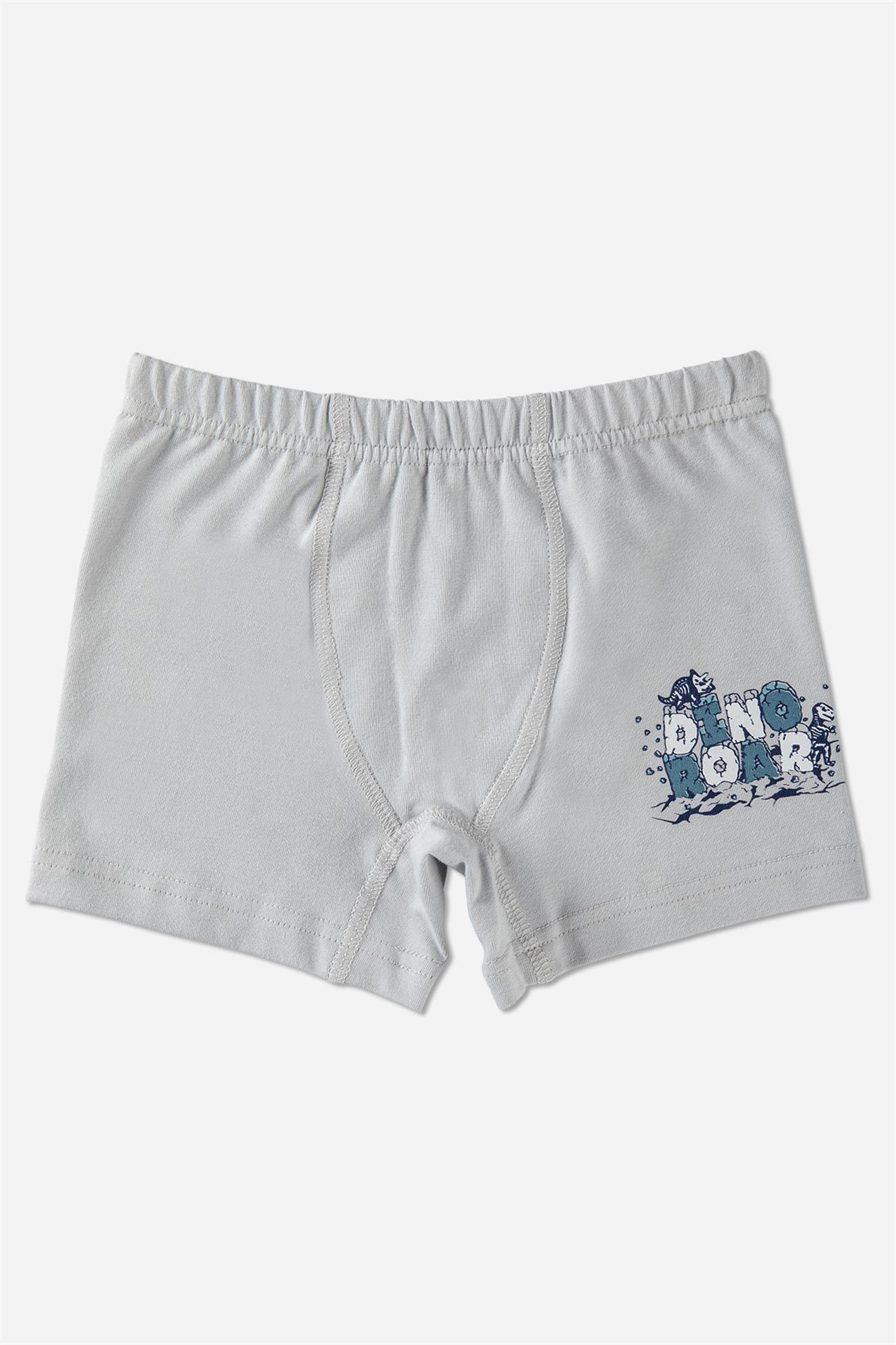 Erkek Çocuk Pamuklu  Baskılı Atlet Boxer Takım 2810 Gri