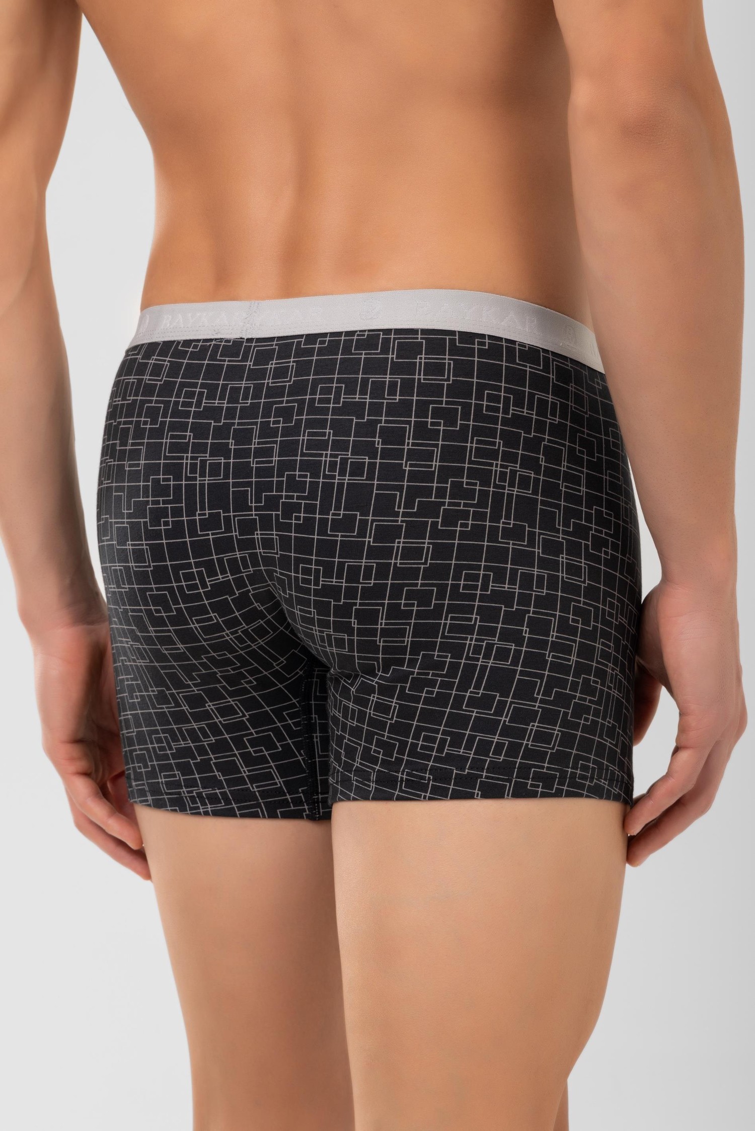 Erkek Desenli Likralı Pamuklu Compact Boxer 1995 Siyah