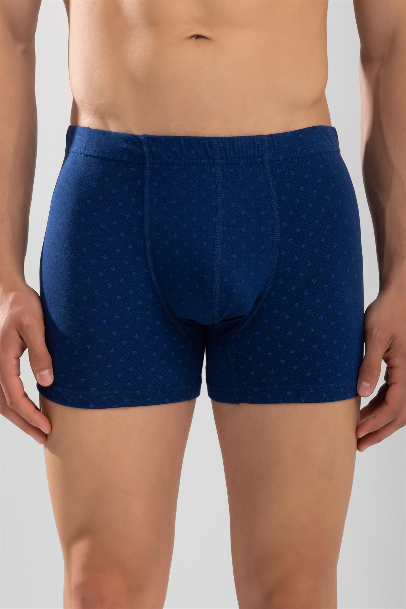 Erkek Pamuklu Compact Likralı Desenli Boxer3'lü Paket Lacivert