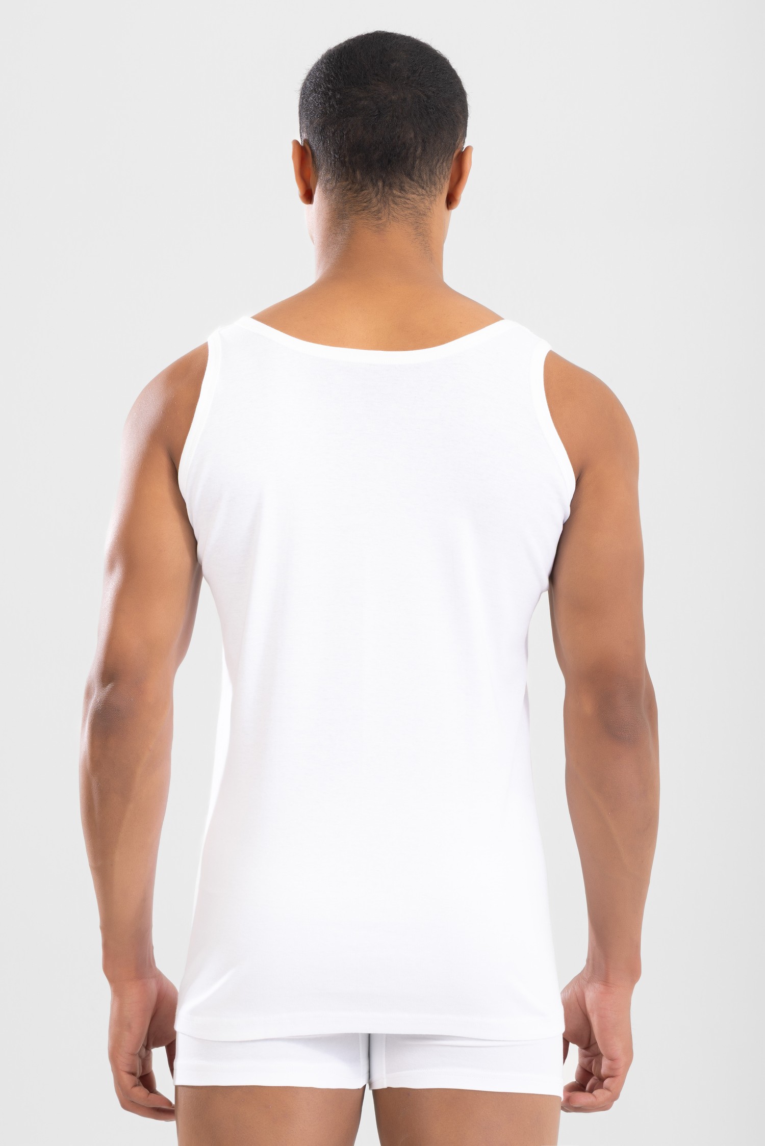Erkek Pamuklu Slim Fit Düz Klasik Ribana Atlet 3'lü Paket Beyaz