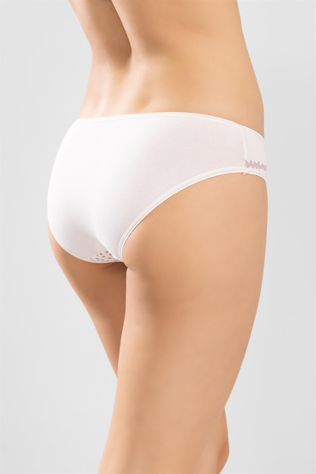 Kadın Pamuklu Puantiye Desenli Bikini Kesim Külot 3'lü Paket Renkli