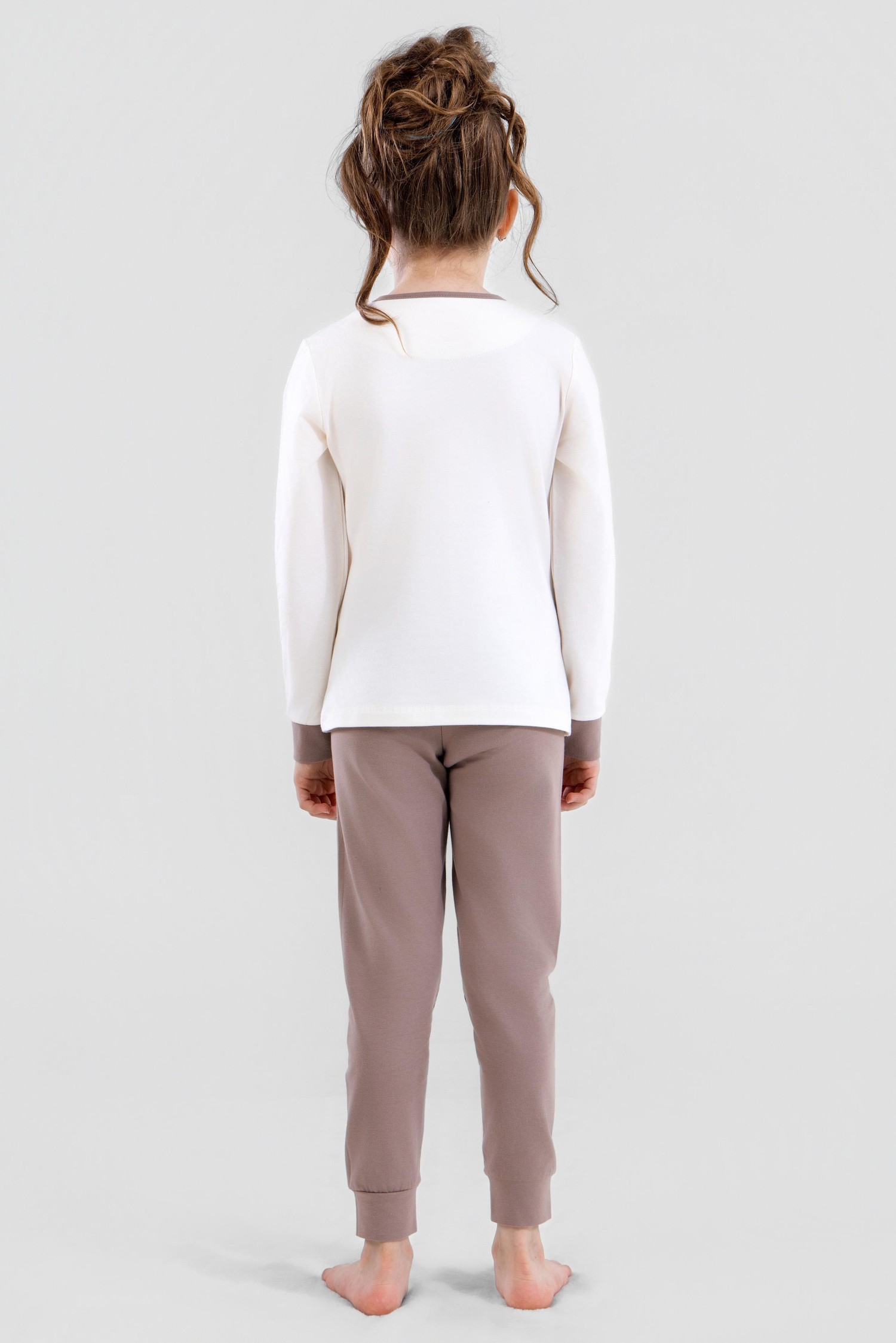 Kız Çocuk Pamuklu Bisiklet Yaka Jelly Ayıcık Baskılı Uzun Kollu Pijama Takımı 9250 VIZON