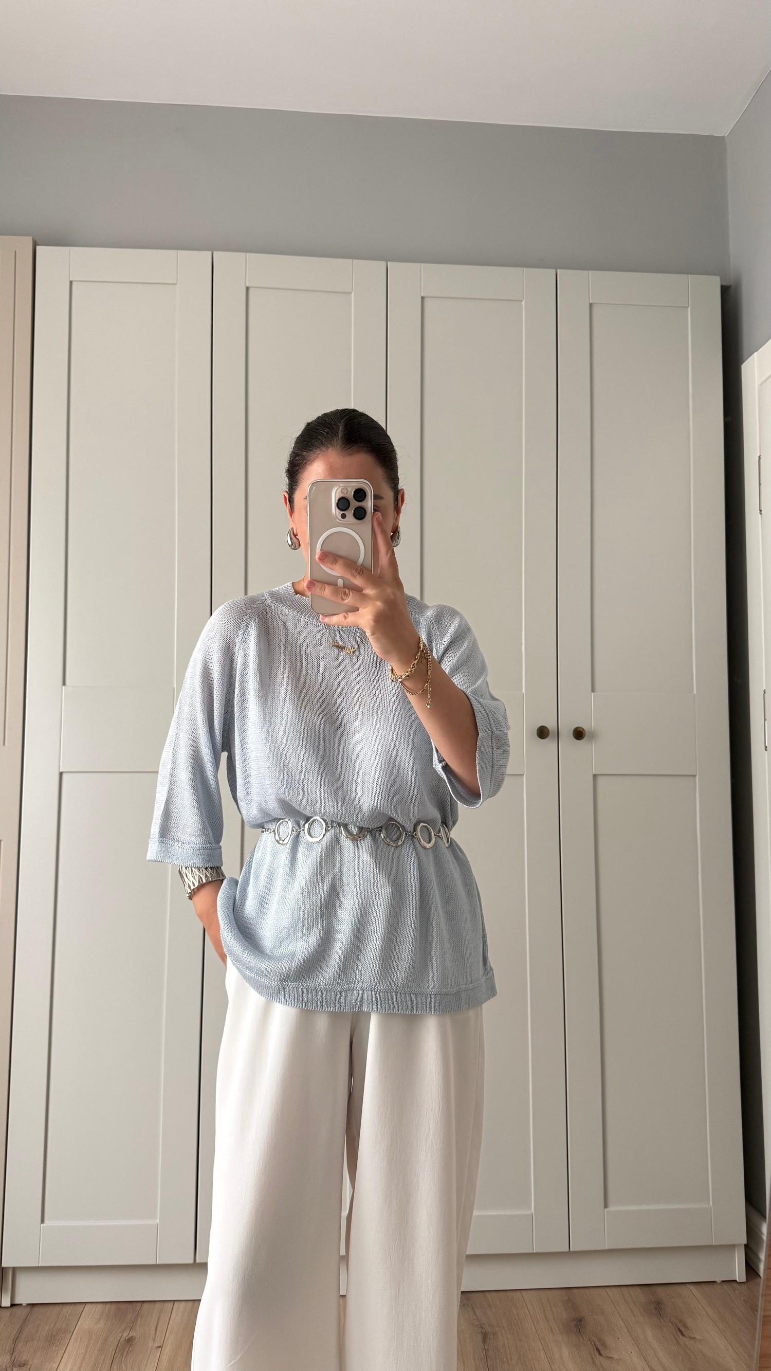 BEBE MAVİSİ YARIM KOL MERSERİZE BLUZ
