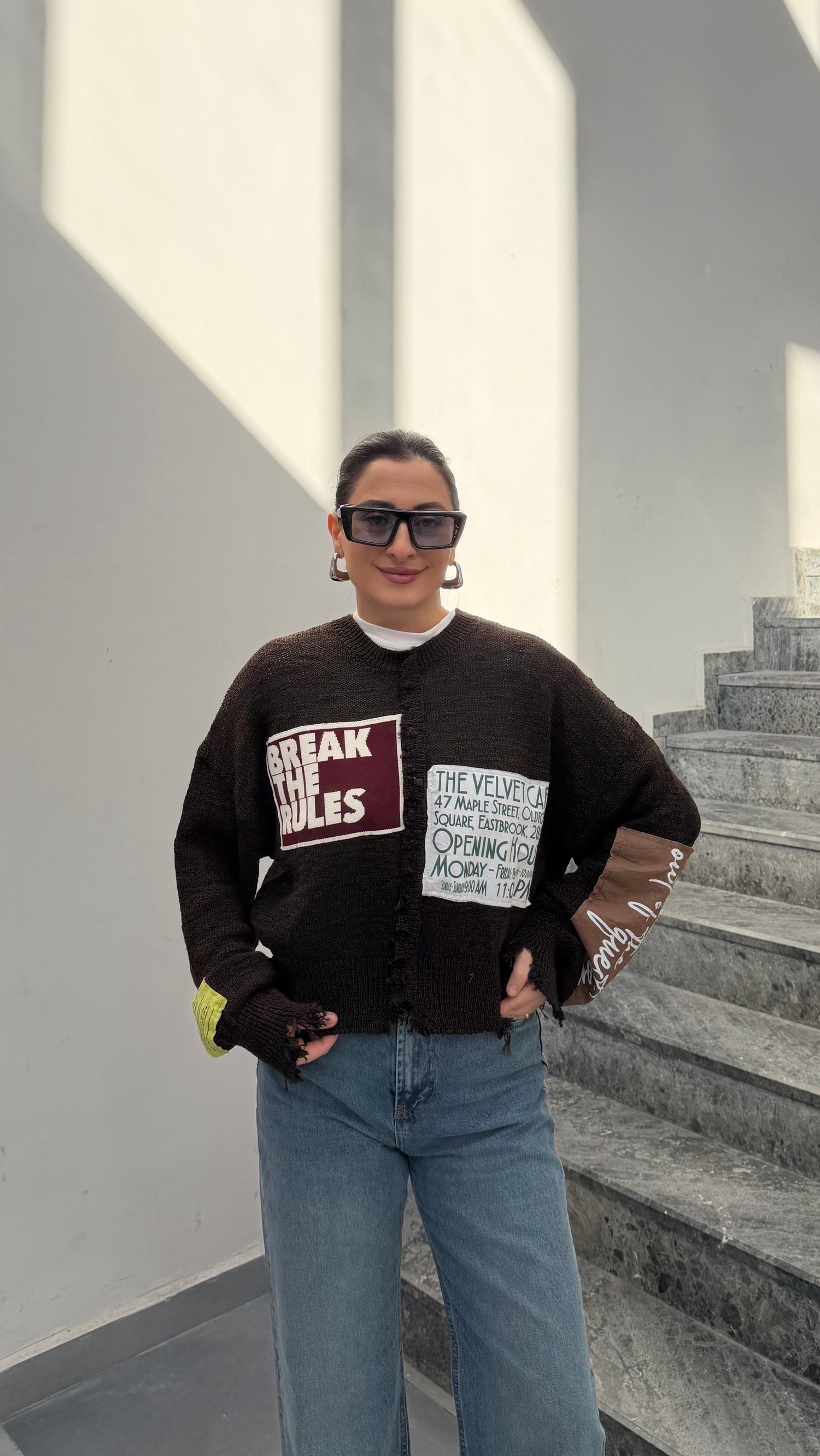 Bisiklet Yaka Kahve Rahat Kazak