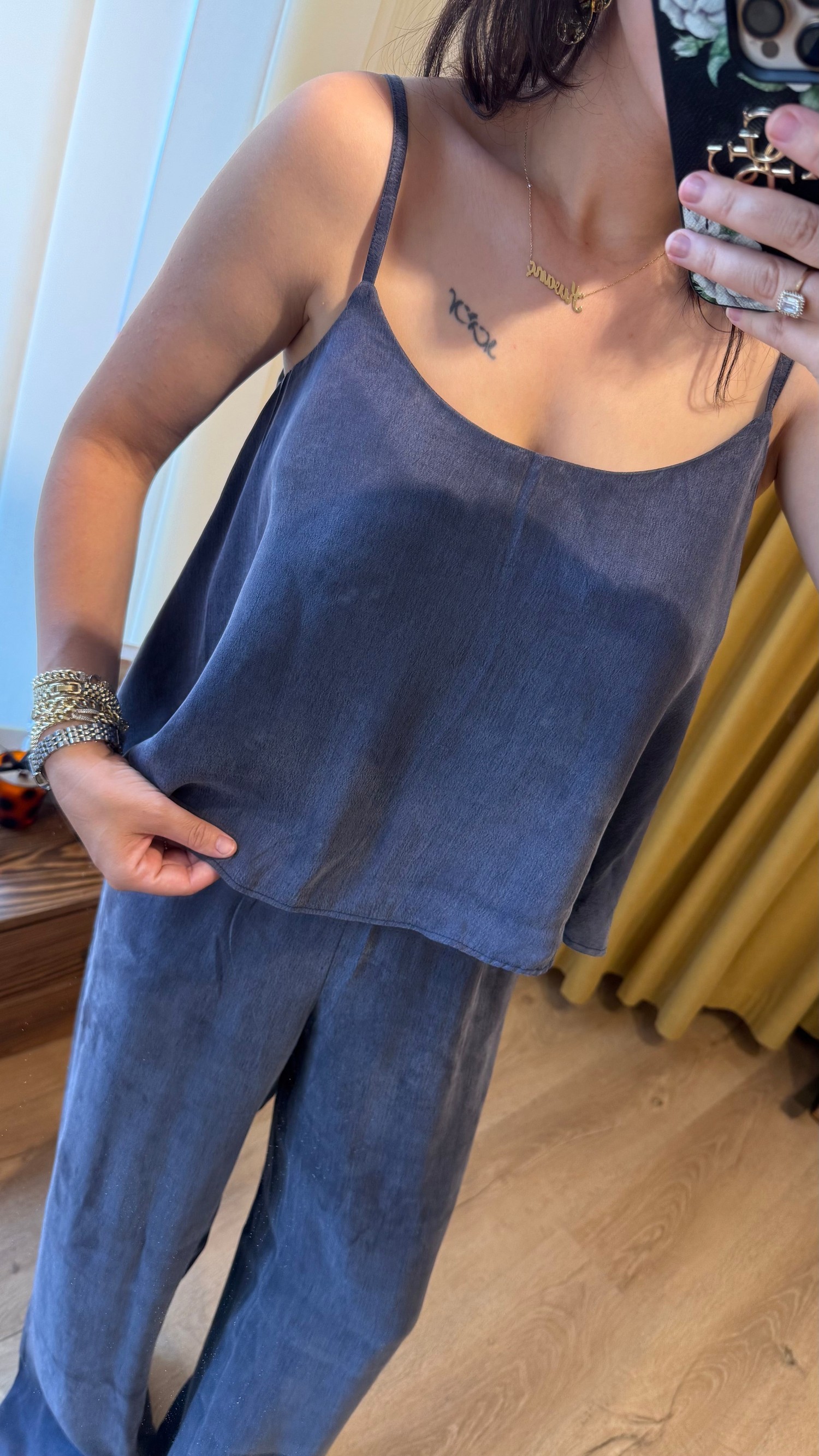 INDİGO ASKILI BLUZ PANTOLON TAKIM