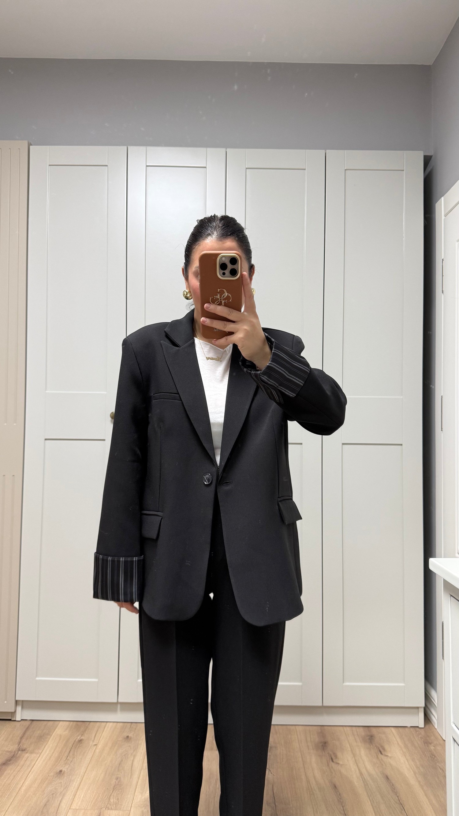 KOL DETAYLI BLAZER CEKET TAKIM - SİYAH