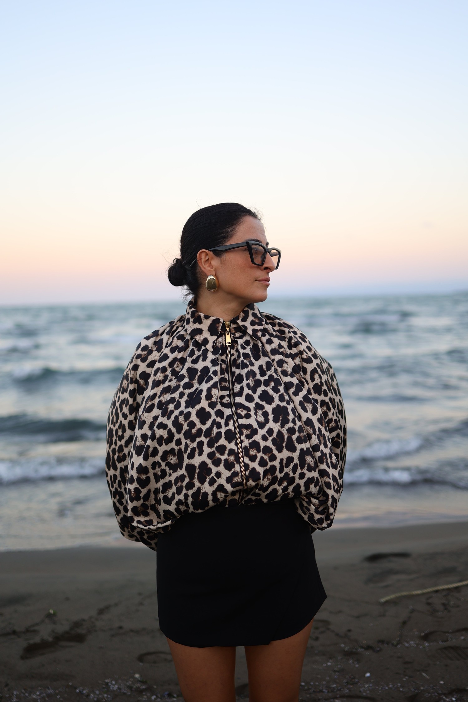 LEOPAR SATEN BOMBER CEKET