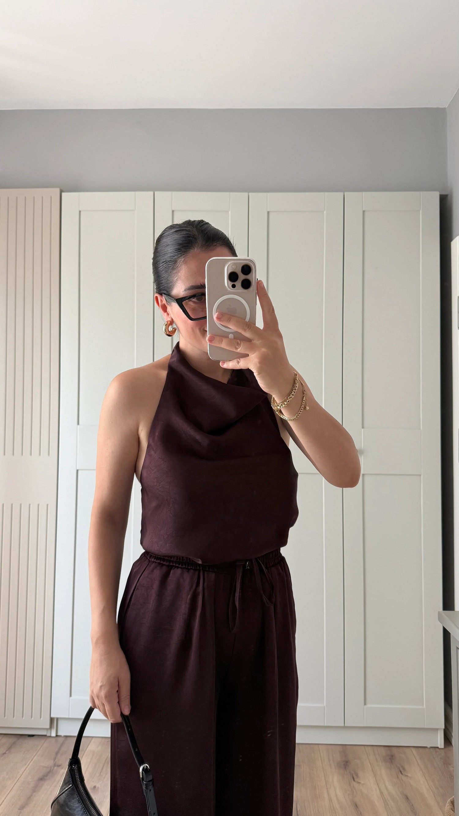SATEN BLUZ PANTOLON TAKIM-BORDO