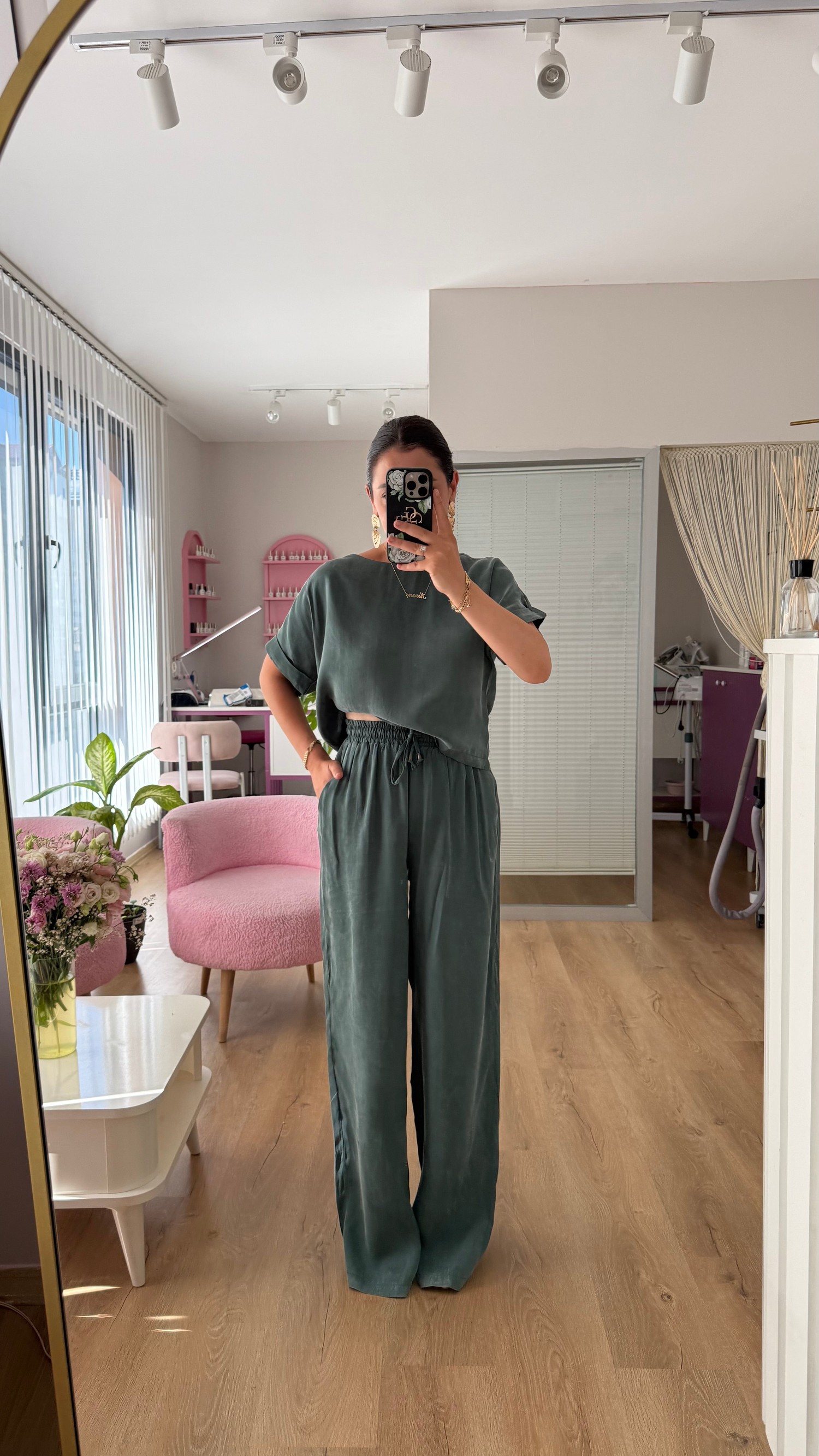 ZÜMRÜT  BLUZ PANTOLON DOKULU TAKIM