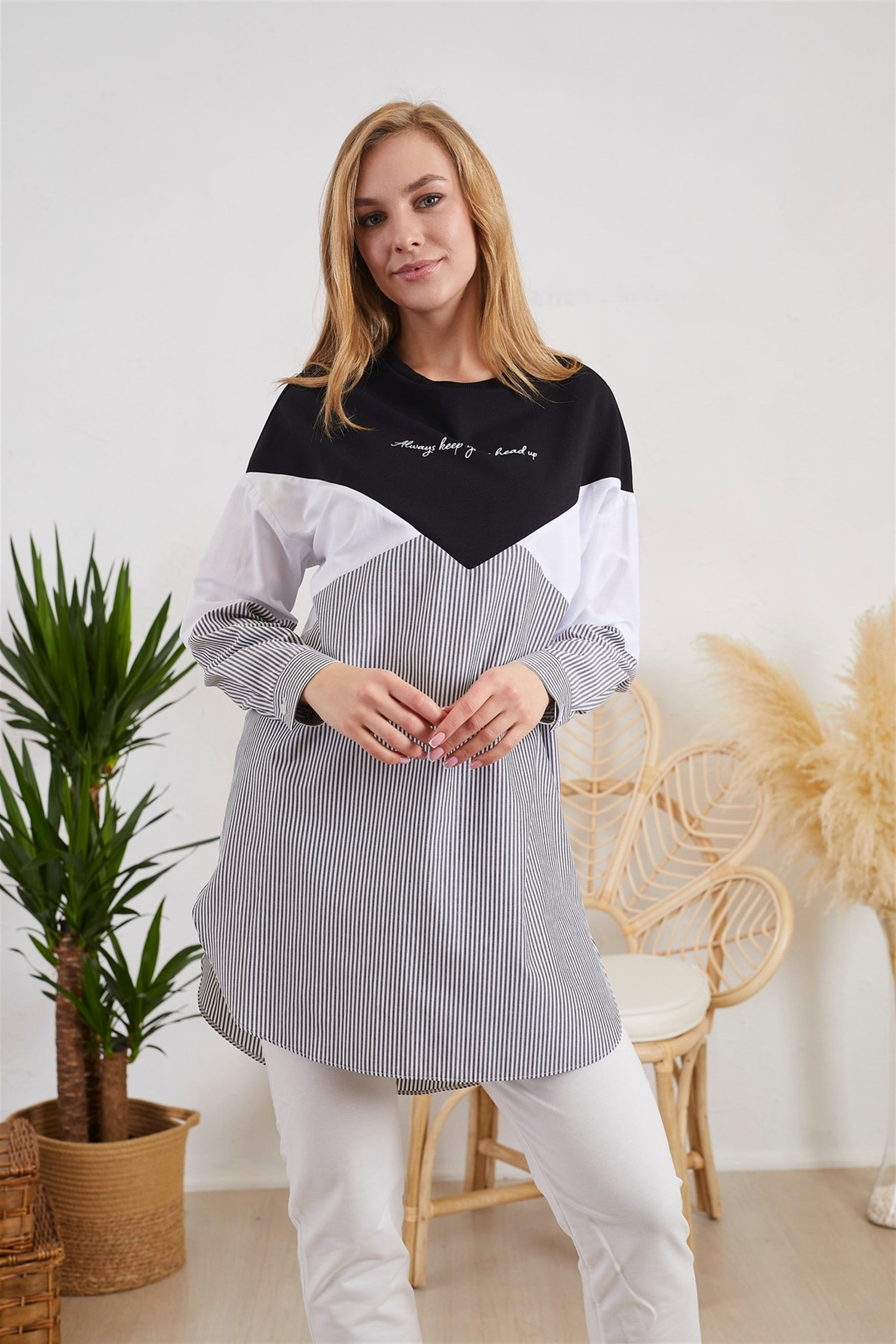 ASİMETRİK DESEN SWEATSHİRT