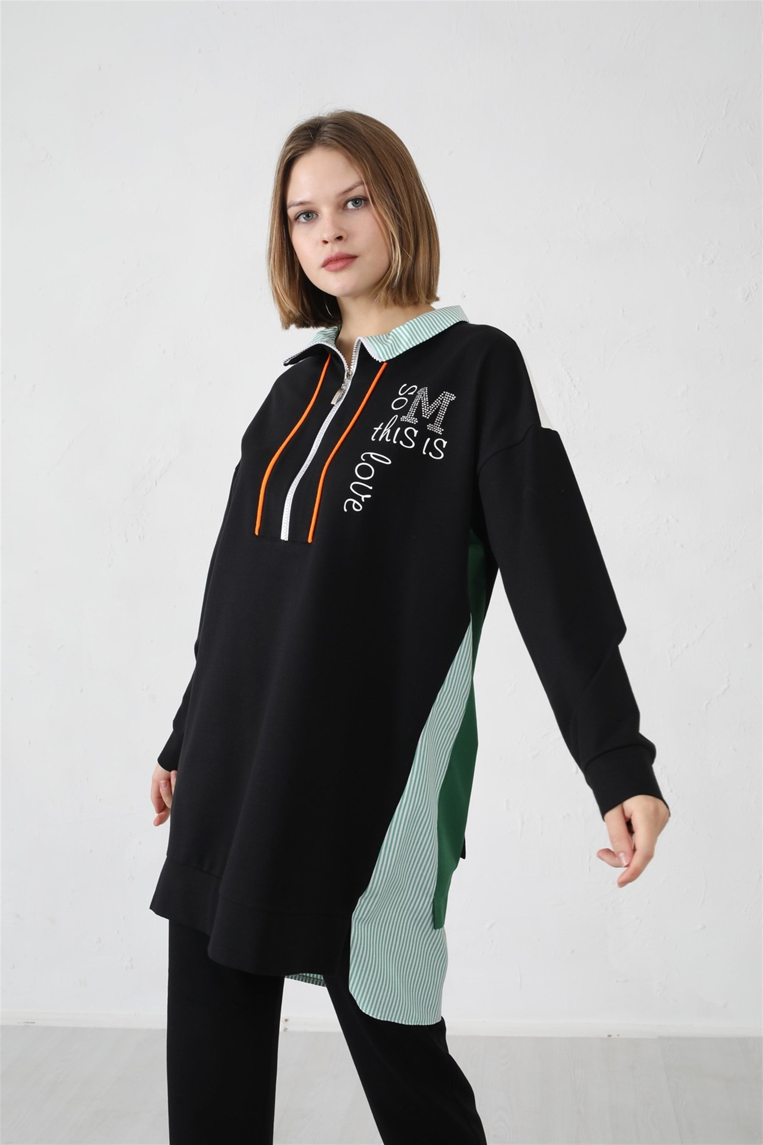 YARIM FERMUARLI SWEATSHİRT