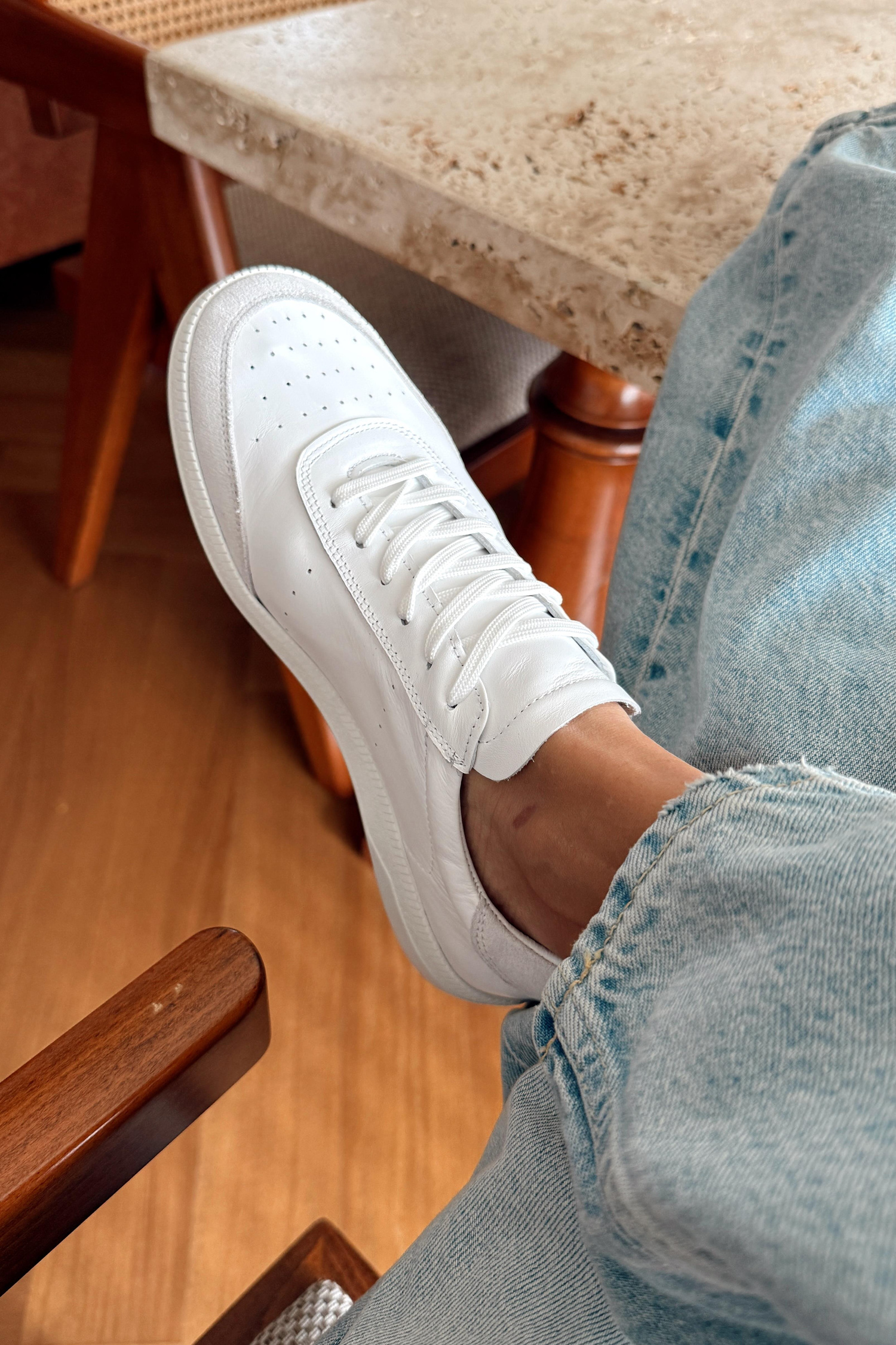 Boho Beyaz Hakiki Deri Sneaker