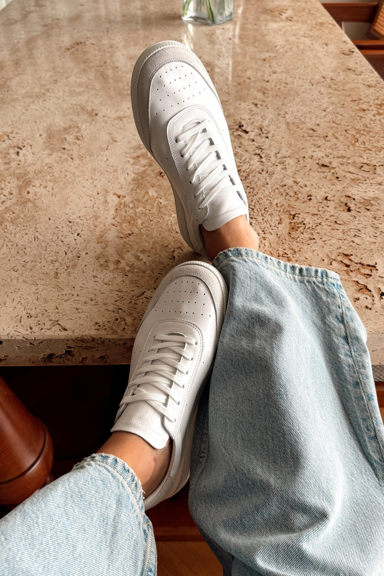 Boho Beyaz Hakiki Deri Sneaker