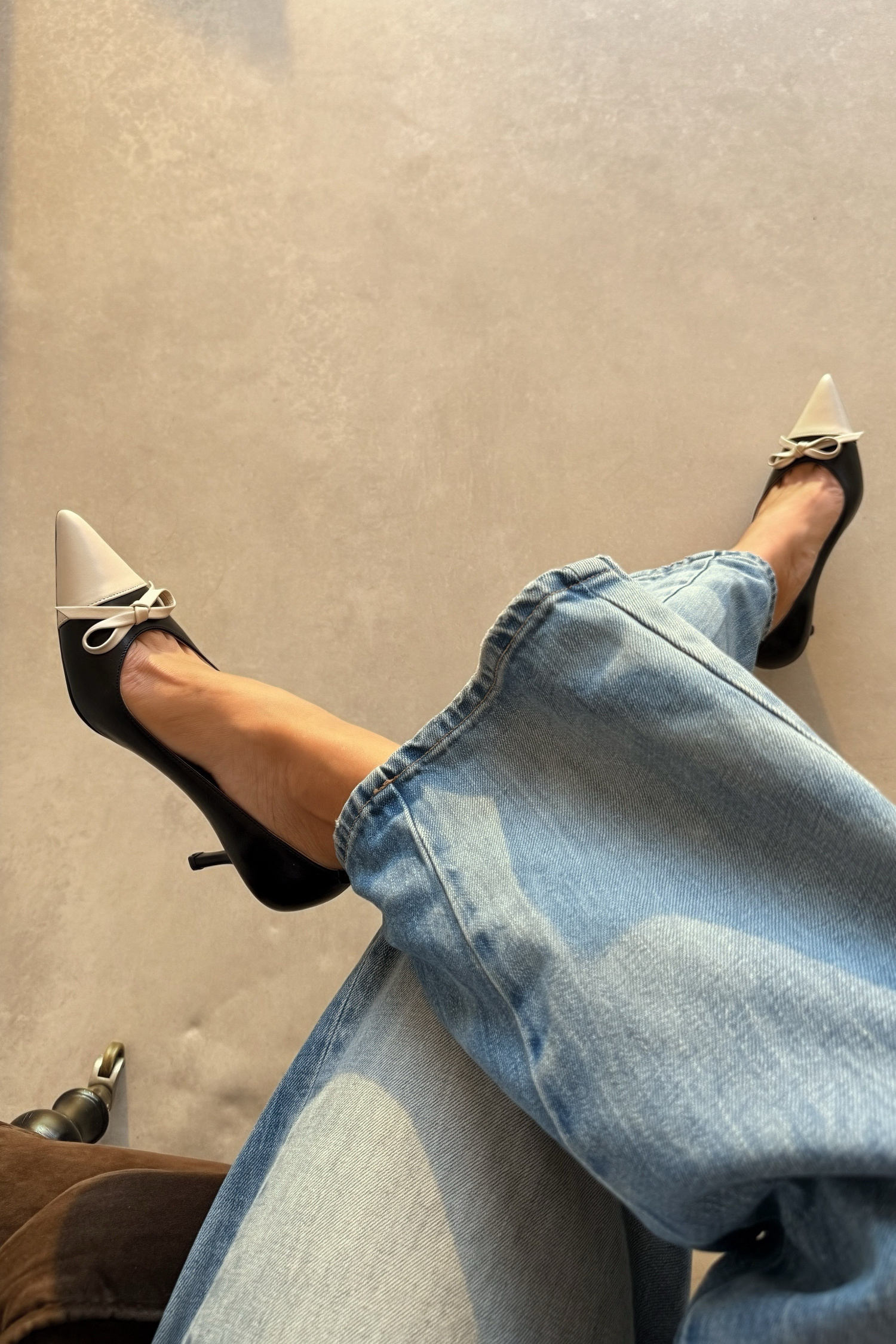 Carla Siyah Hakiki Deri Stiletto 