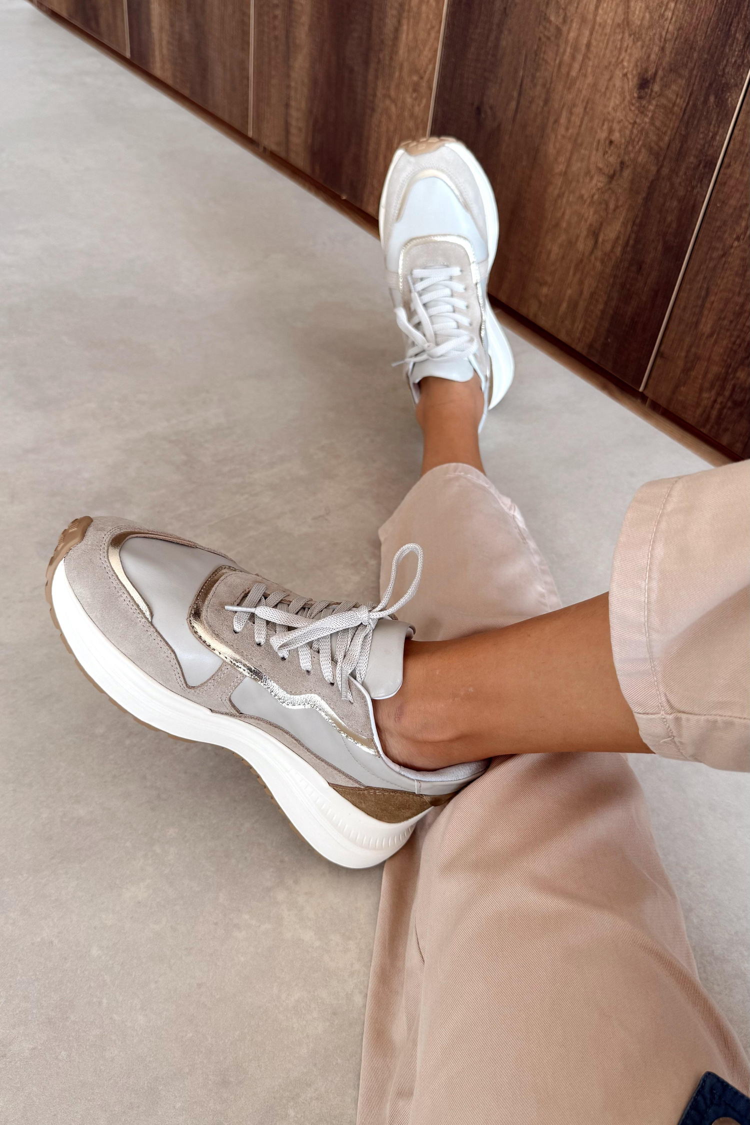 Chello Bej Hakiki Deri Sneaker
