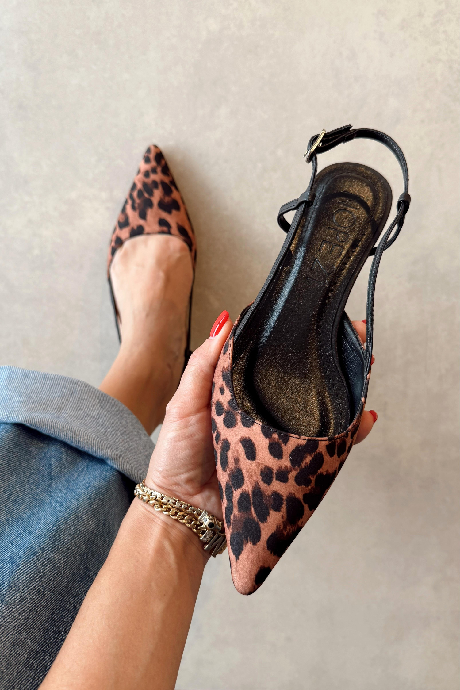 Cherry Leopar Desenli Mini Topuklu Ayakkabı
