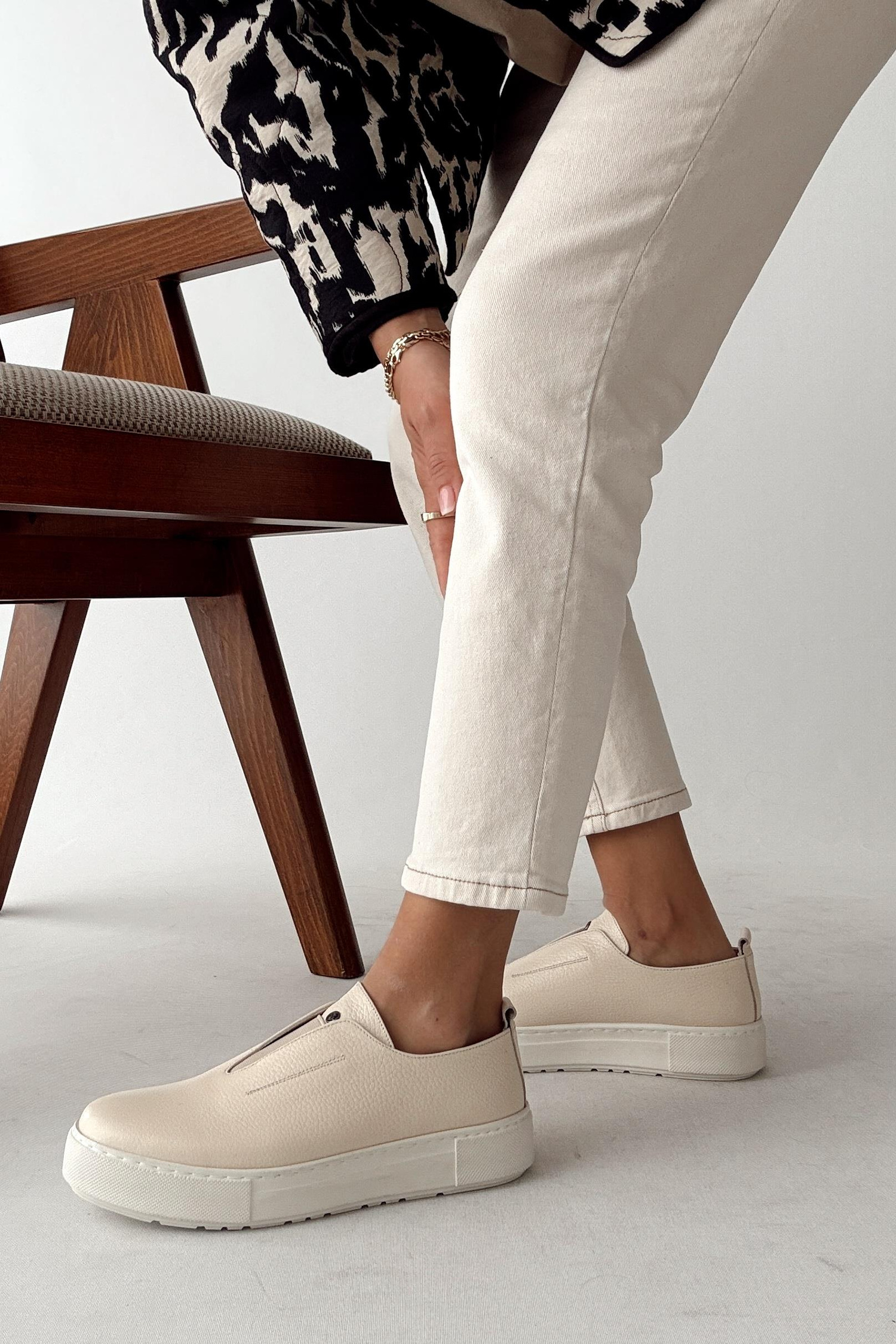 Jacks Bej Hakiki Deri Sneaker