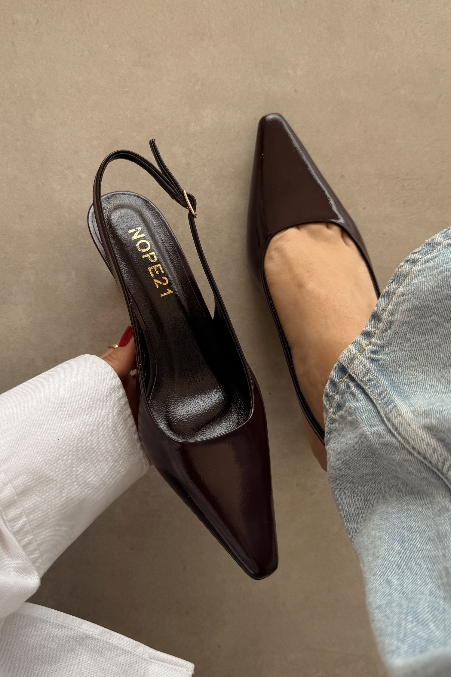Jüliet Kahverengi Hakiki Deri Stiletto