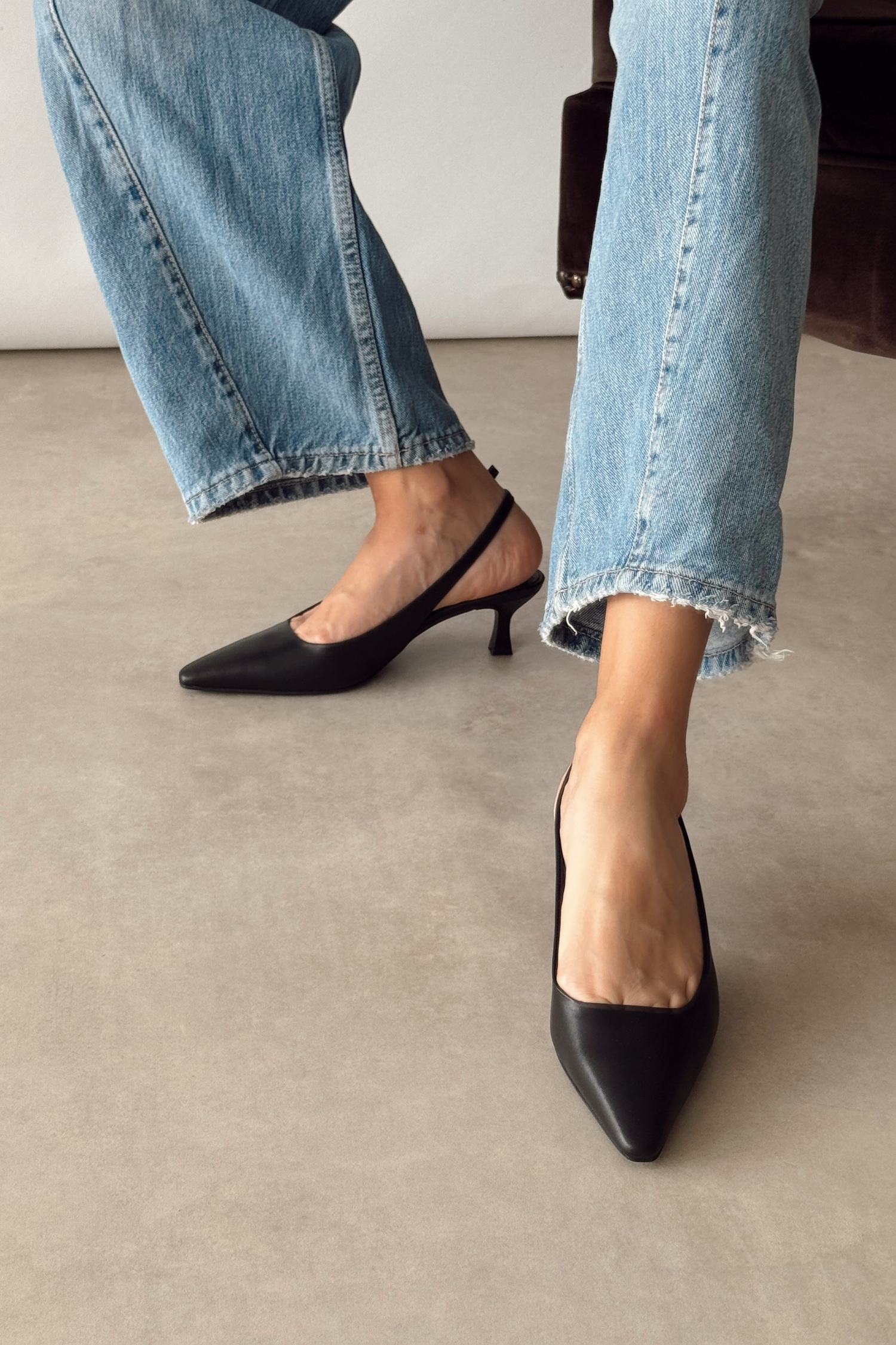 Jüliet Siyah Hakiki Deri Stiletto