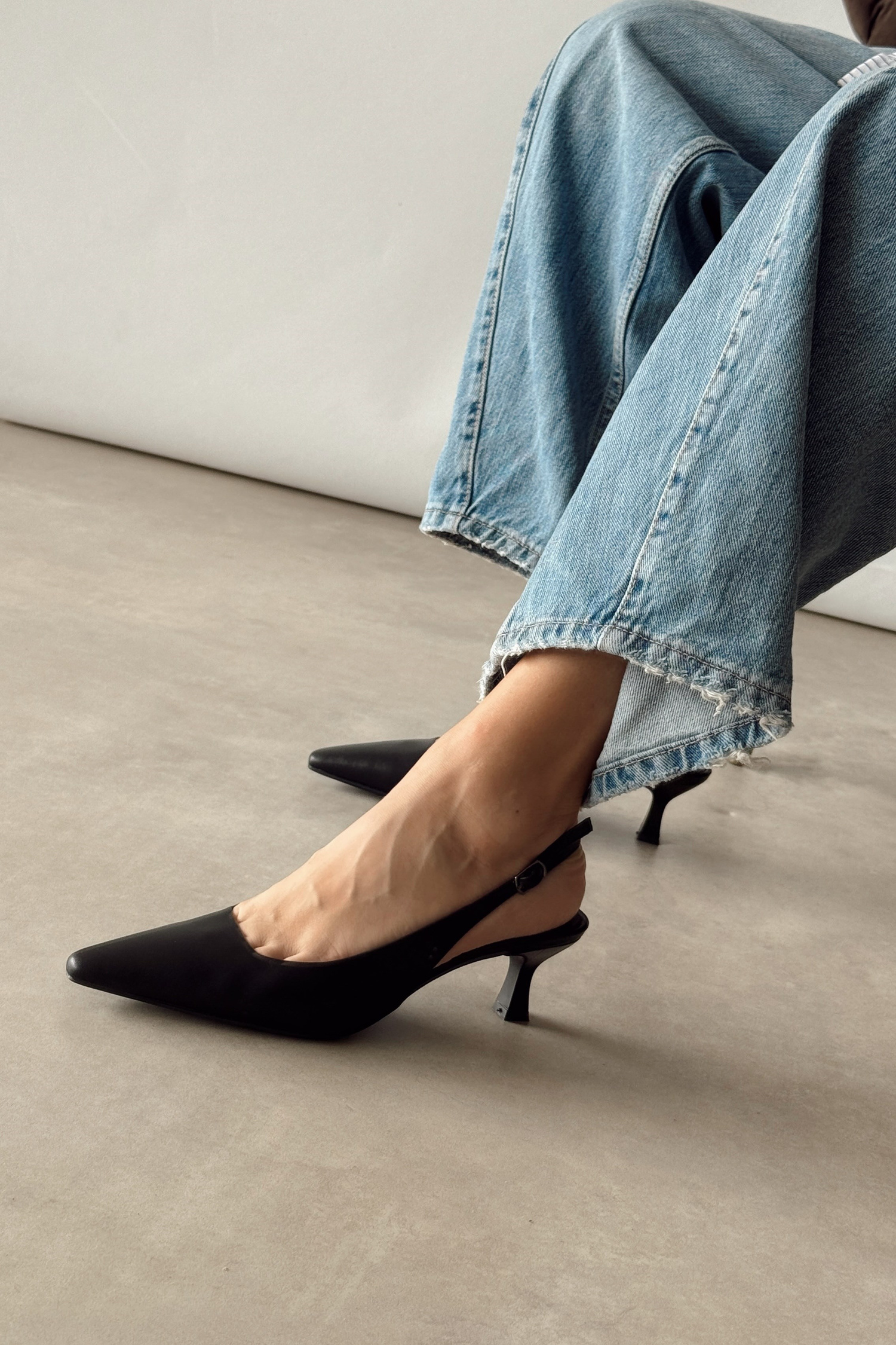Jüliet Siyah Hakiki Deri Stiletto