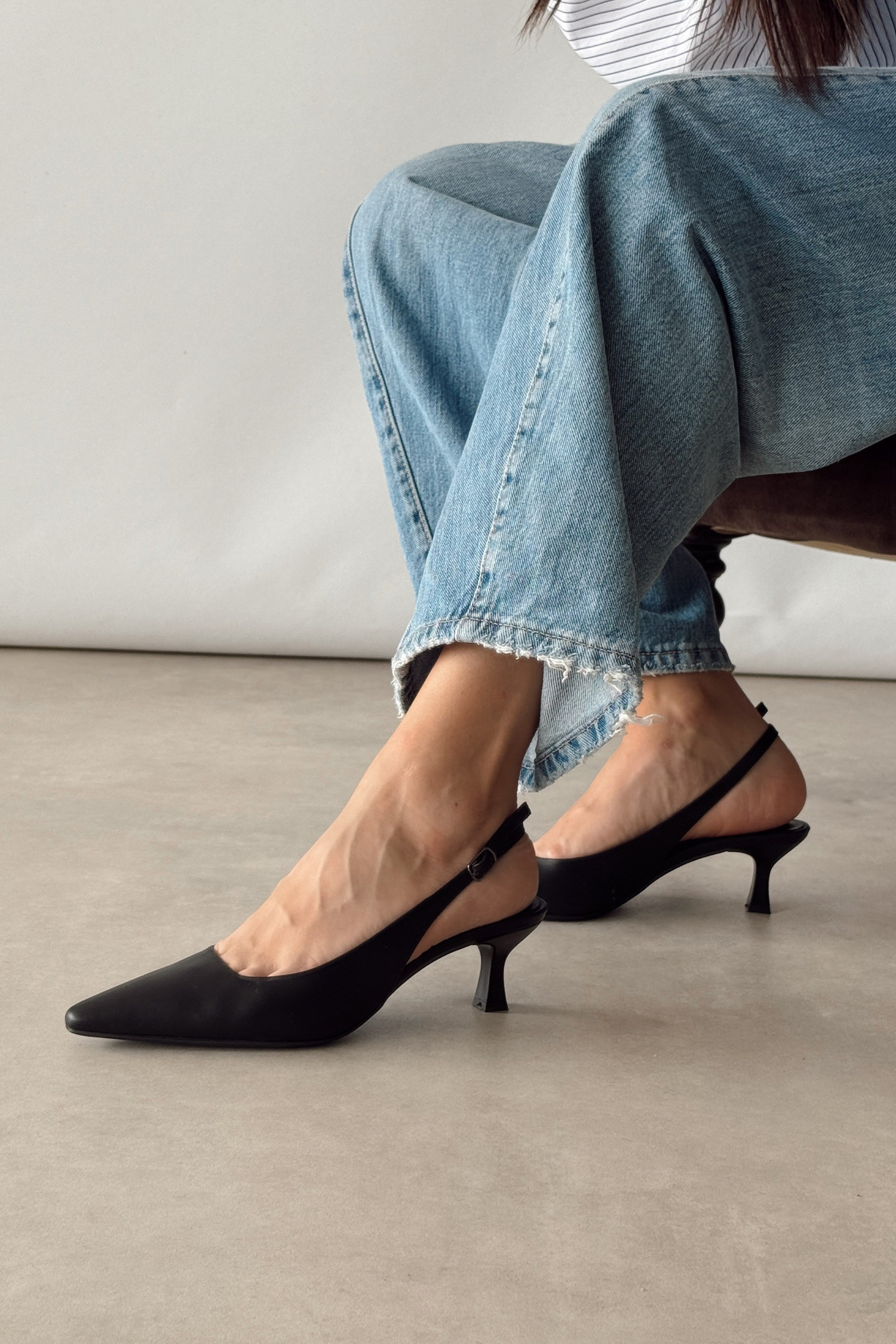 Jüliet Siyah Hakiki Deri Stiletto