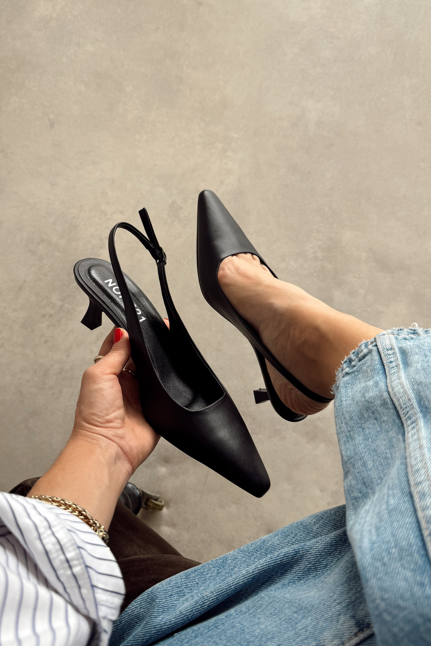 Jüliet Siyah Hakiki Deri Stiletto
