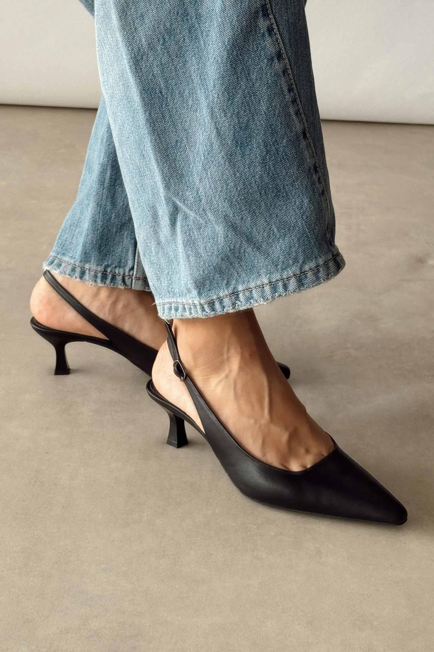 Jüliet Siyah Hakiki Deri Stiletto