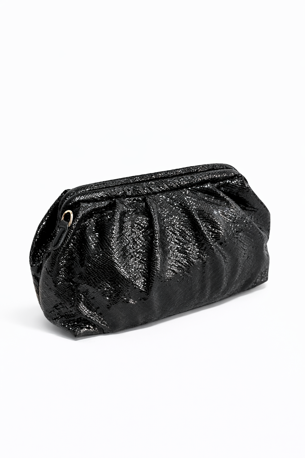 Kırışık Desen Siyah Clutch