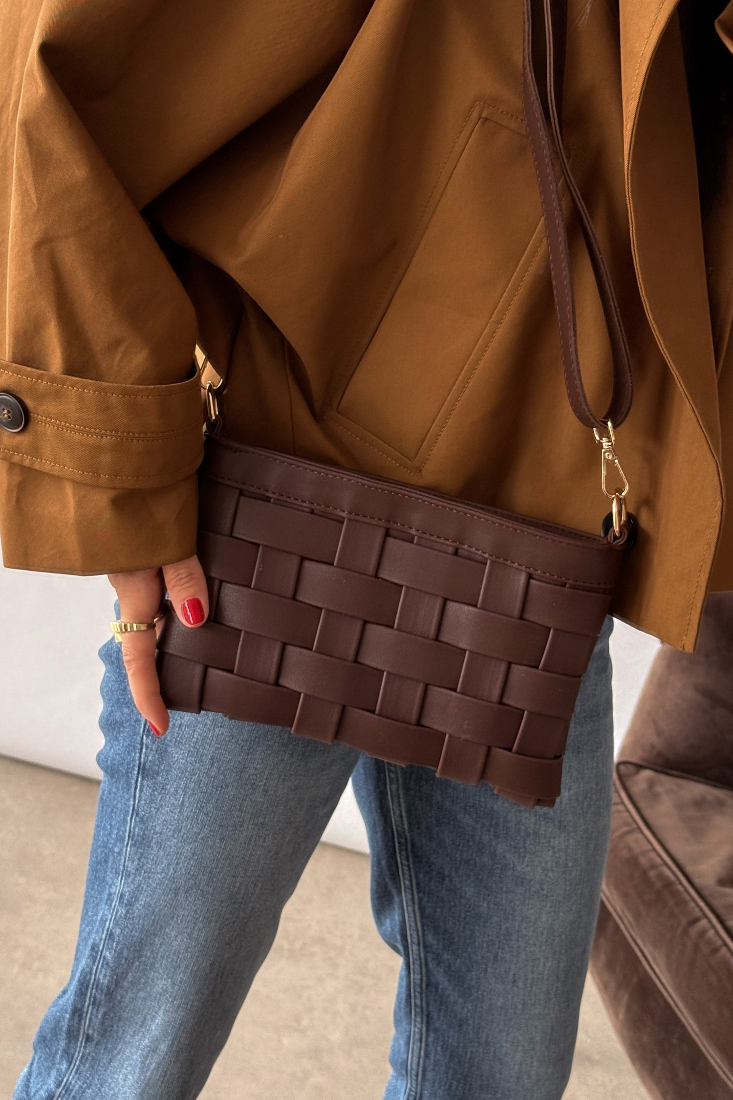 Lily Kahverengi Örme Clutch