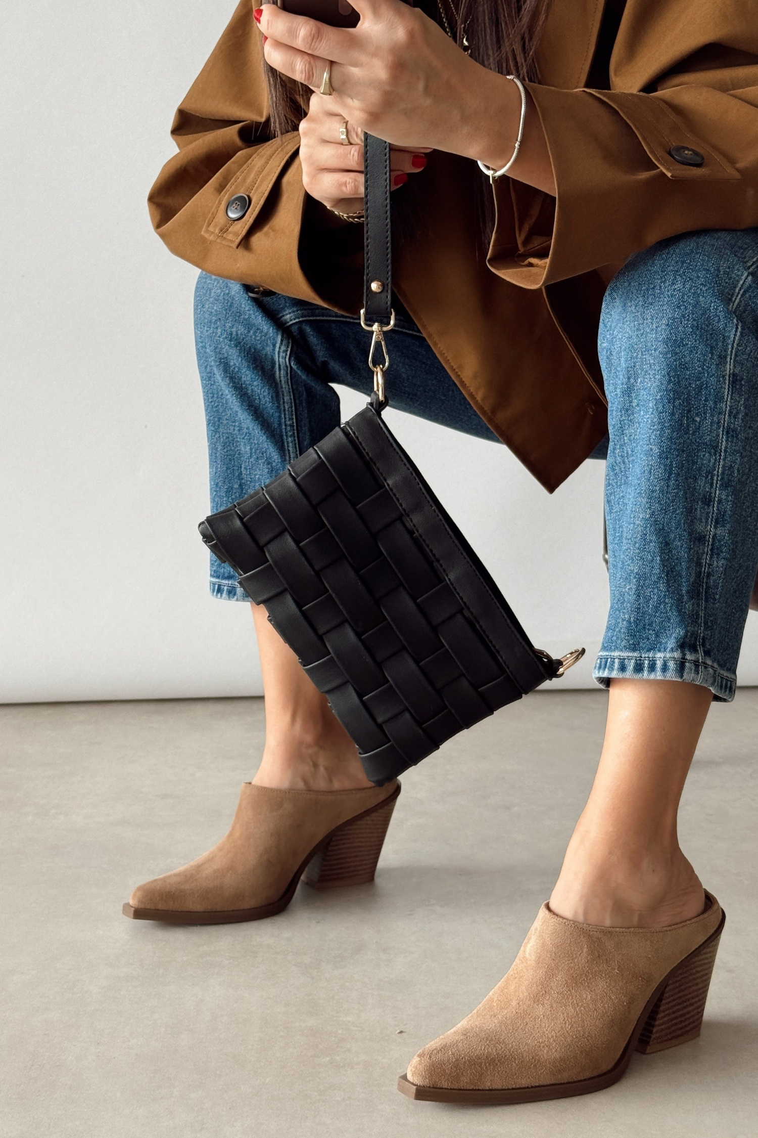 Lily Siyah Örme Clutch