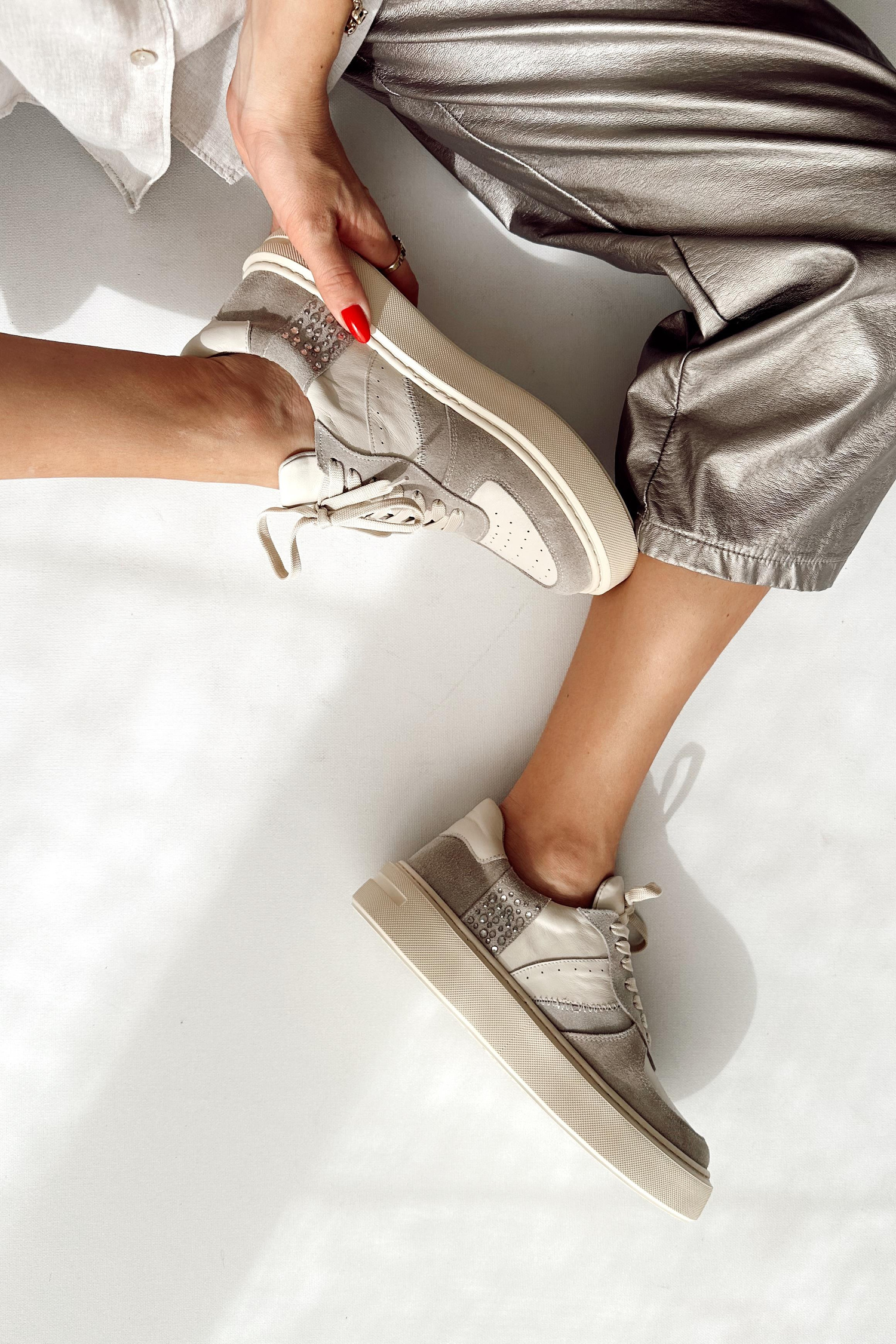 Madrid Bej Hakiki Deri Sneaker