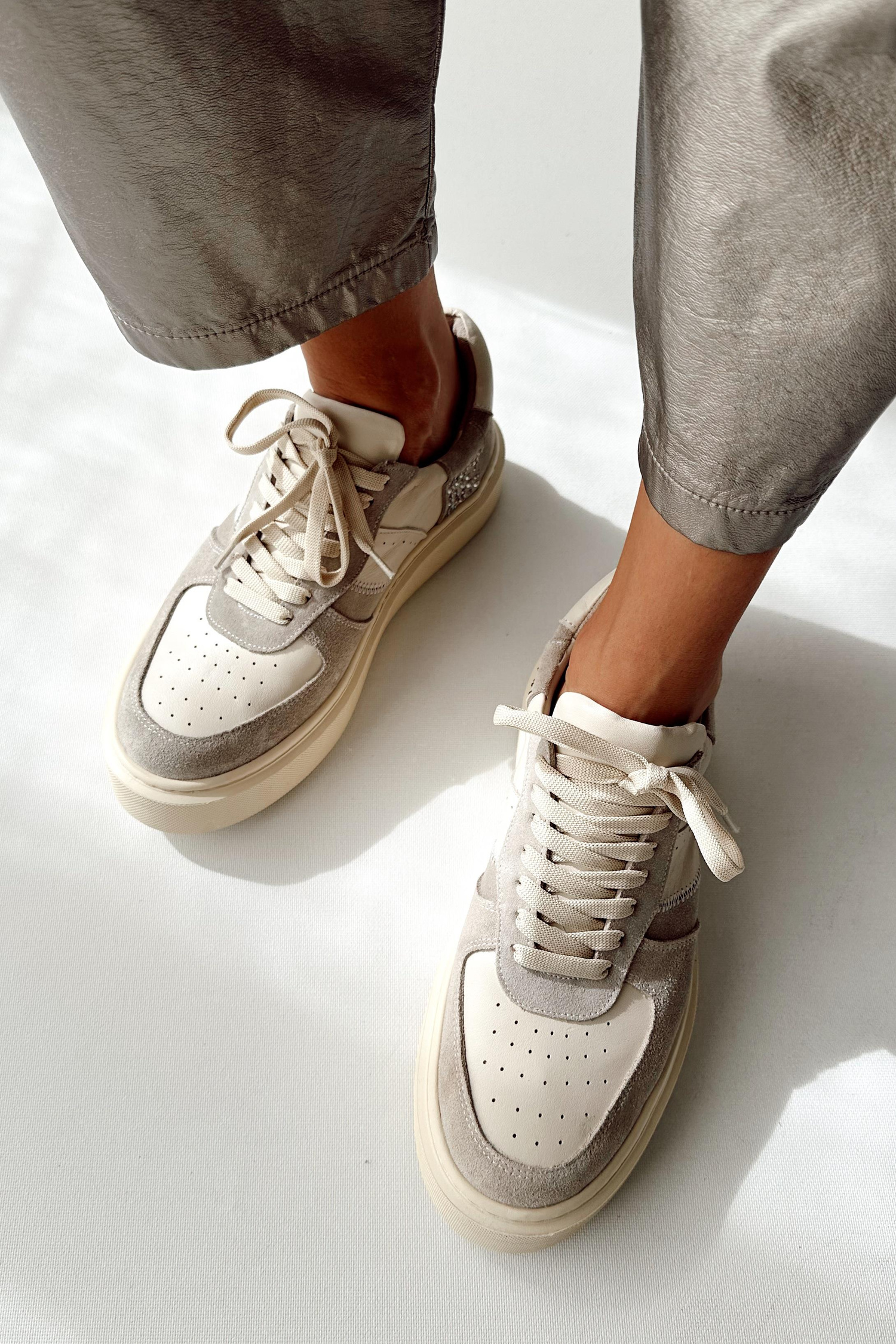 Madrid Bej Hakiki Deri Sneaker