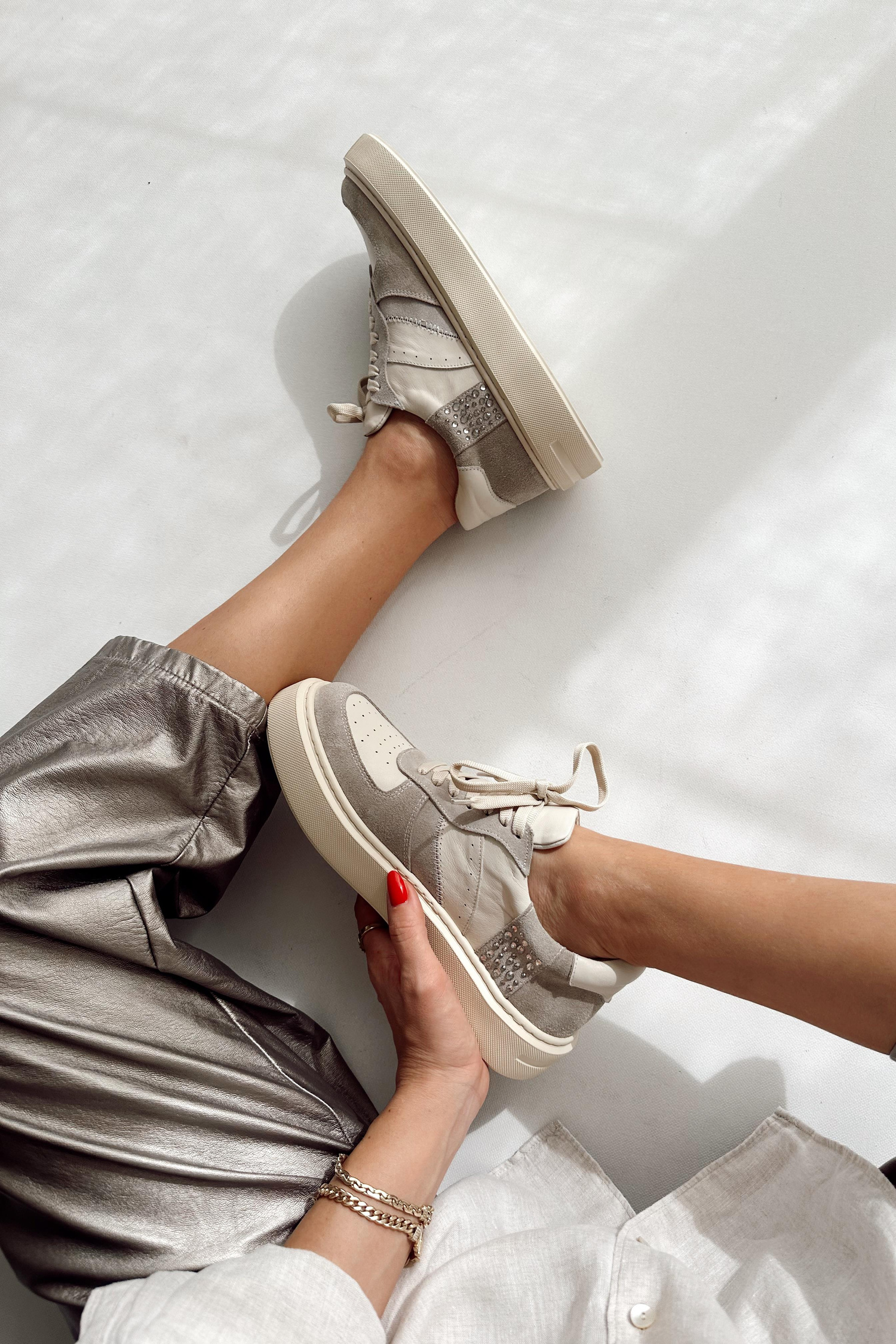 Madrid Bej Hakiki Deri Sneaker