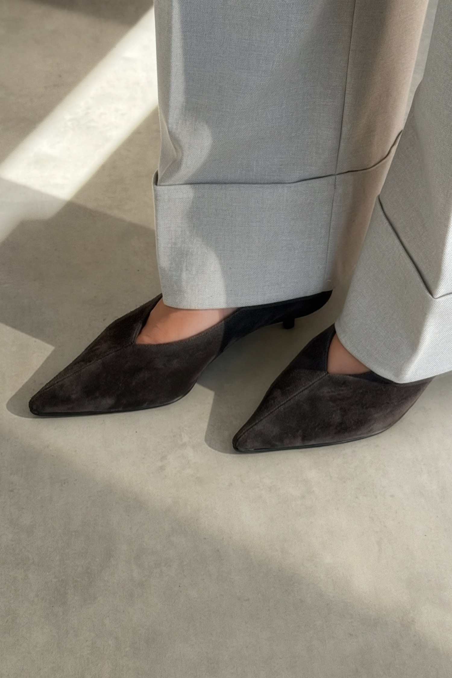 Nella Antrasit Hakiki Deri Süet Stiletto