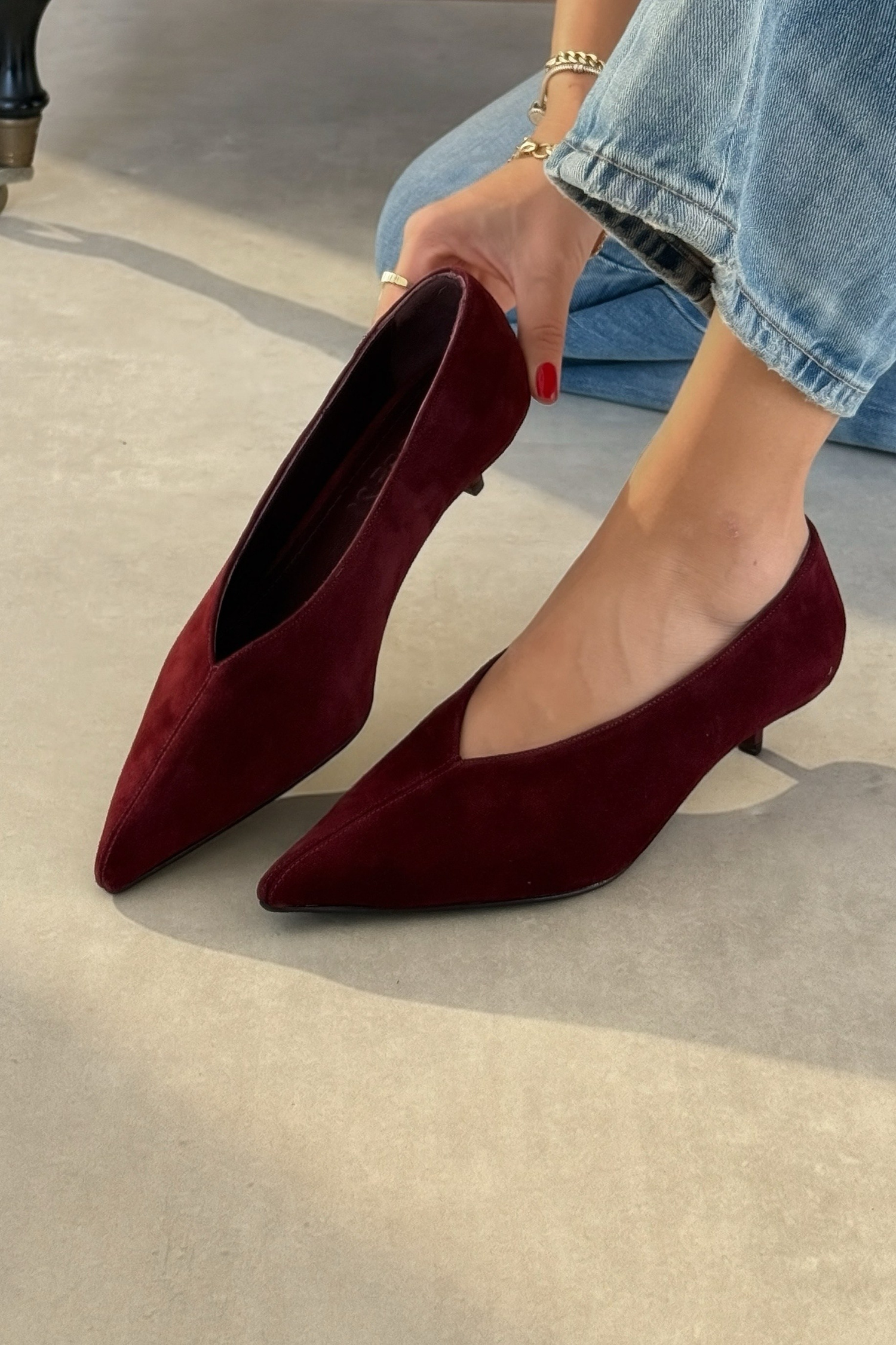 Nella Bordo Hakiki Deri Süet Stiletto