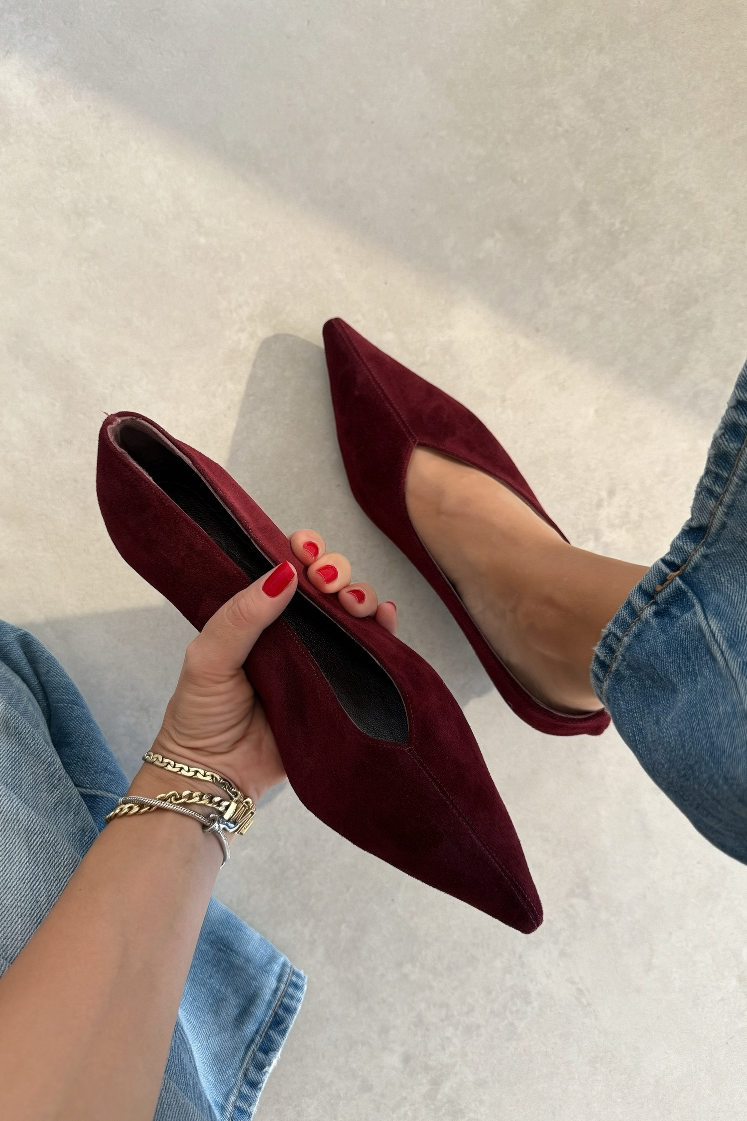 Nella Bordo Hakiki Deri Süet Stiletto