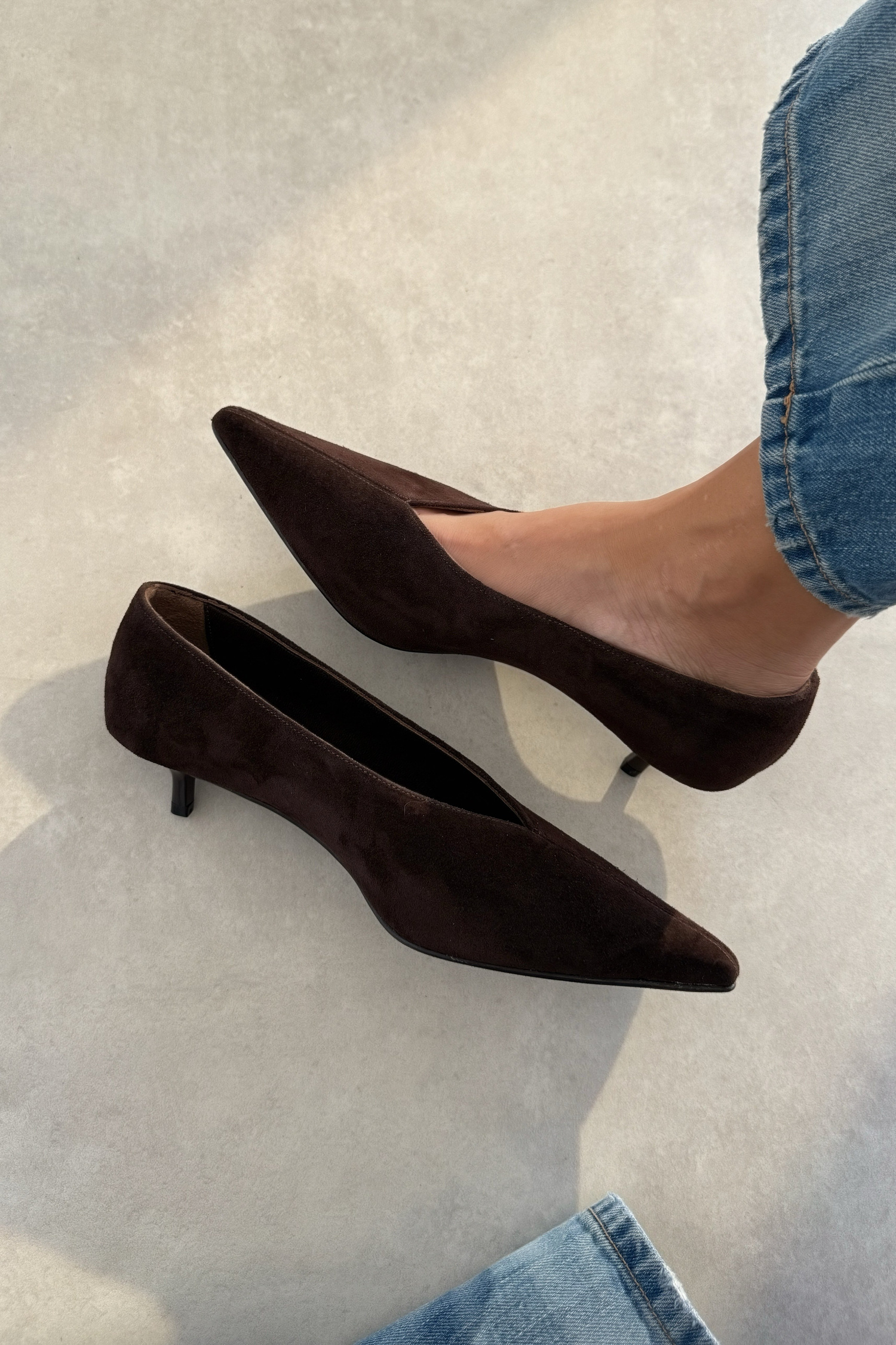 Nella Kahverengi Hakiki Deri Süet Stiletto