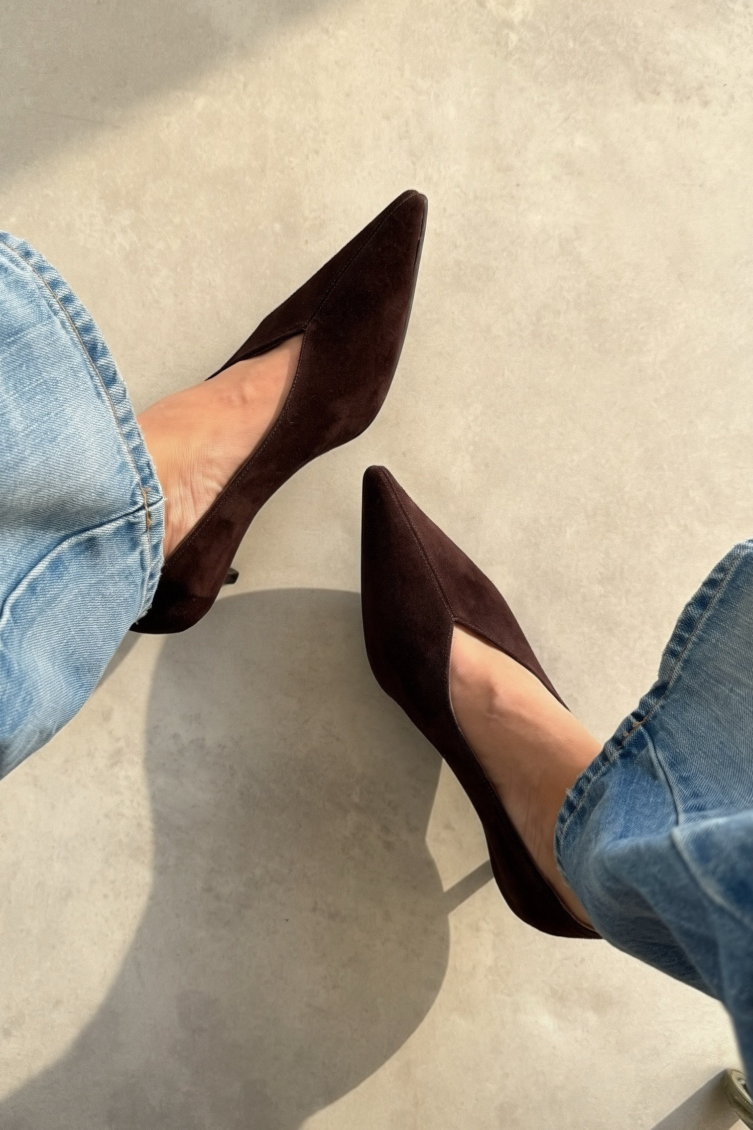 Nella Kahverengi Hakiki Deri Süet Stiletto